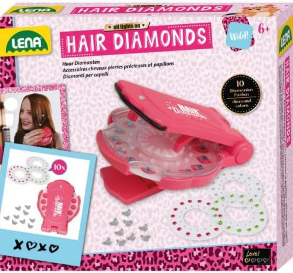 Lena® Spiel LENA Hair Diamonds Set - Funkelnde Haarschmuck-Diamanten für Kinder