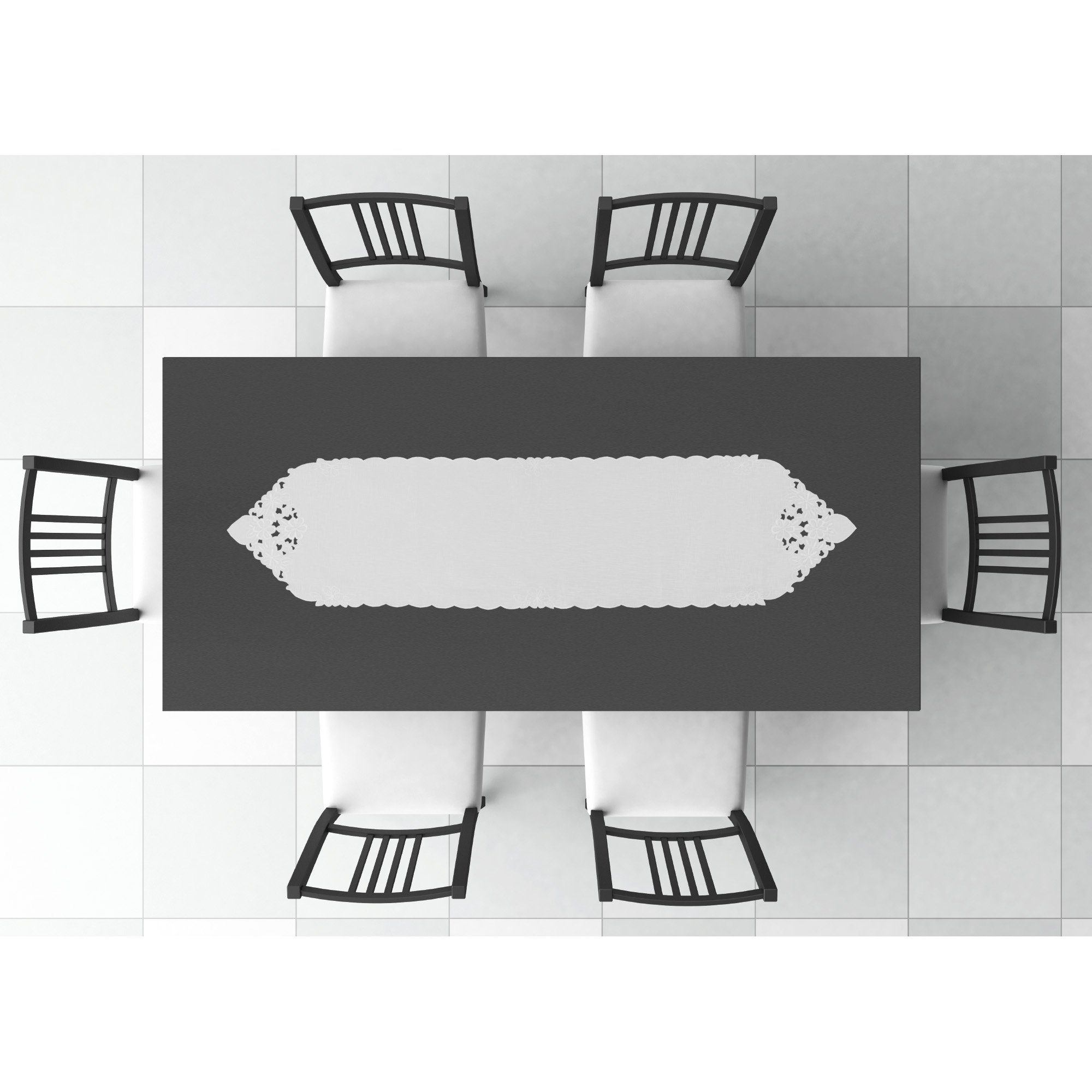 Arsvita Tischläufer bestickt Designs Platzdecke Tischdekoration versch. in Tischdecke (1-tlg), mit Weiß Spitze, vielen 140x35cm dekorativer