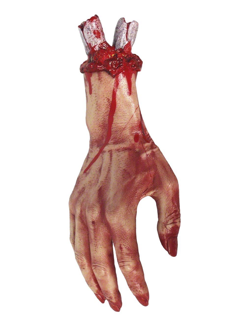 Smiffys Kostüm Blutige amputierte Hand - Horror Halloween deko, Blutiges Körperteil als Trophäe für Halloweengestalten