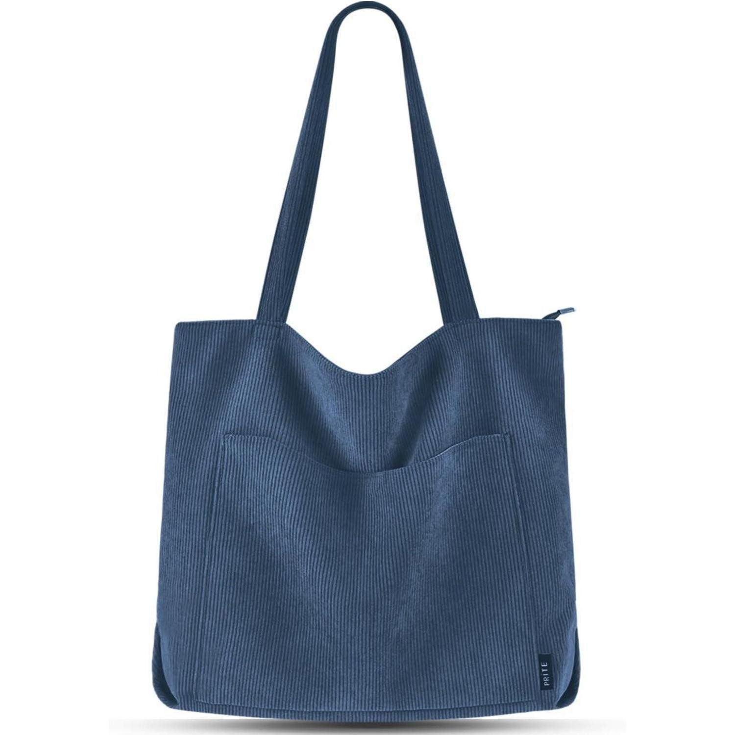 Shopper Handtasche Damen Tote Shopper Umhängetasche Cord Blau