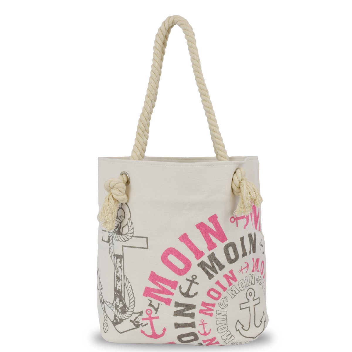 Sonia Originelli Shopper Reißverschluss "MOIN" mit City Tasche grau-rosa Innentasche Bag, Umhängetasche Einkaufstasche kleine