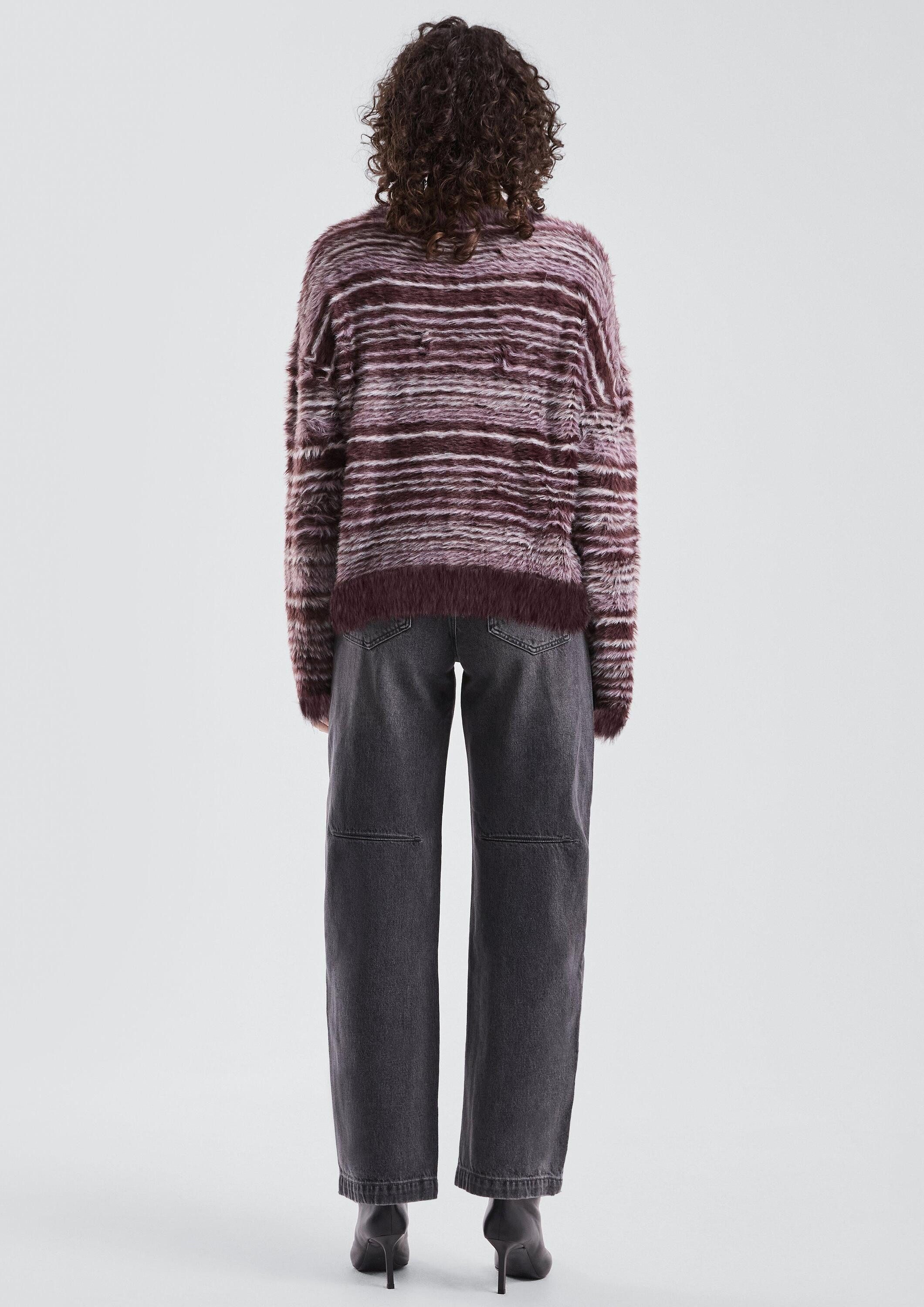 QS Longpullover Strickpullover Flauschiger Pullover