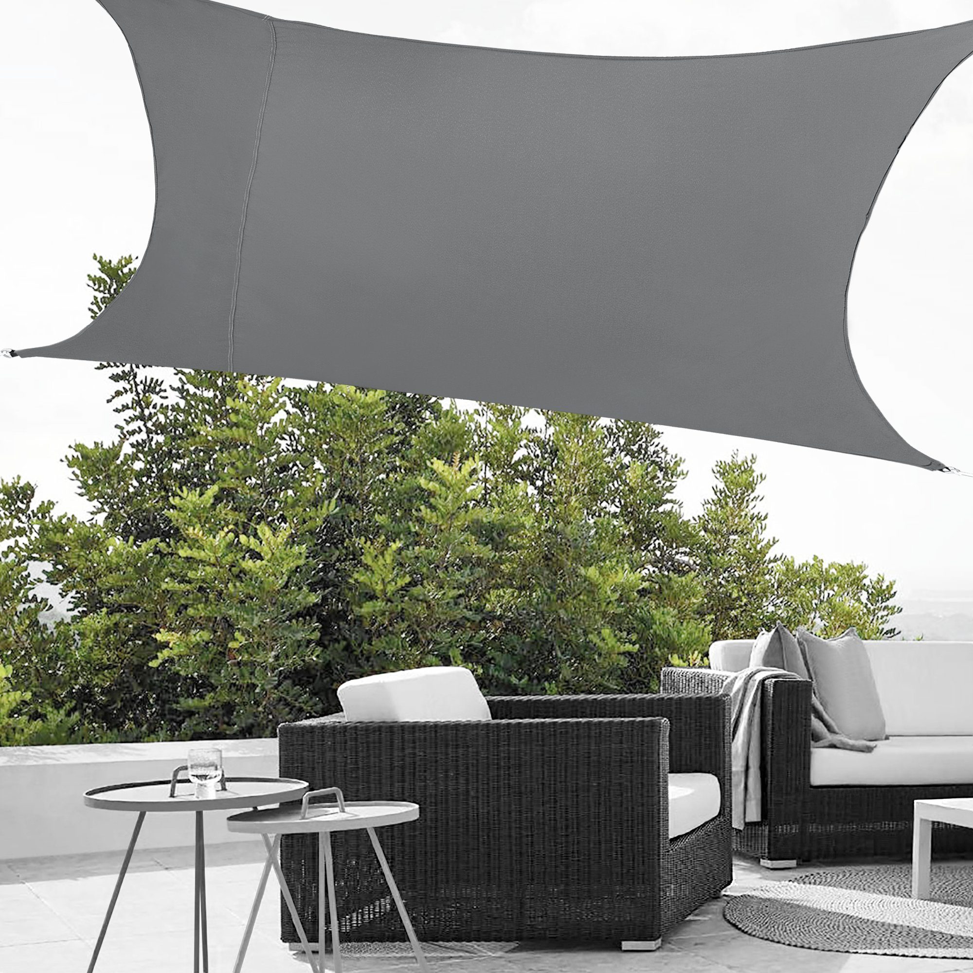 en.casa Sonnensegel, »Lerma« Sonnenschutz 200x300cm Dunkelgrau günstig online kaufen