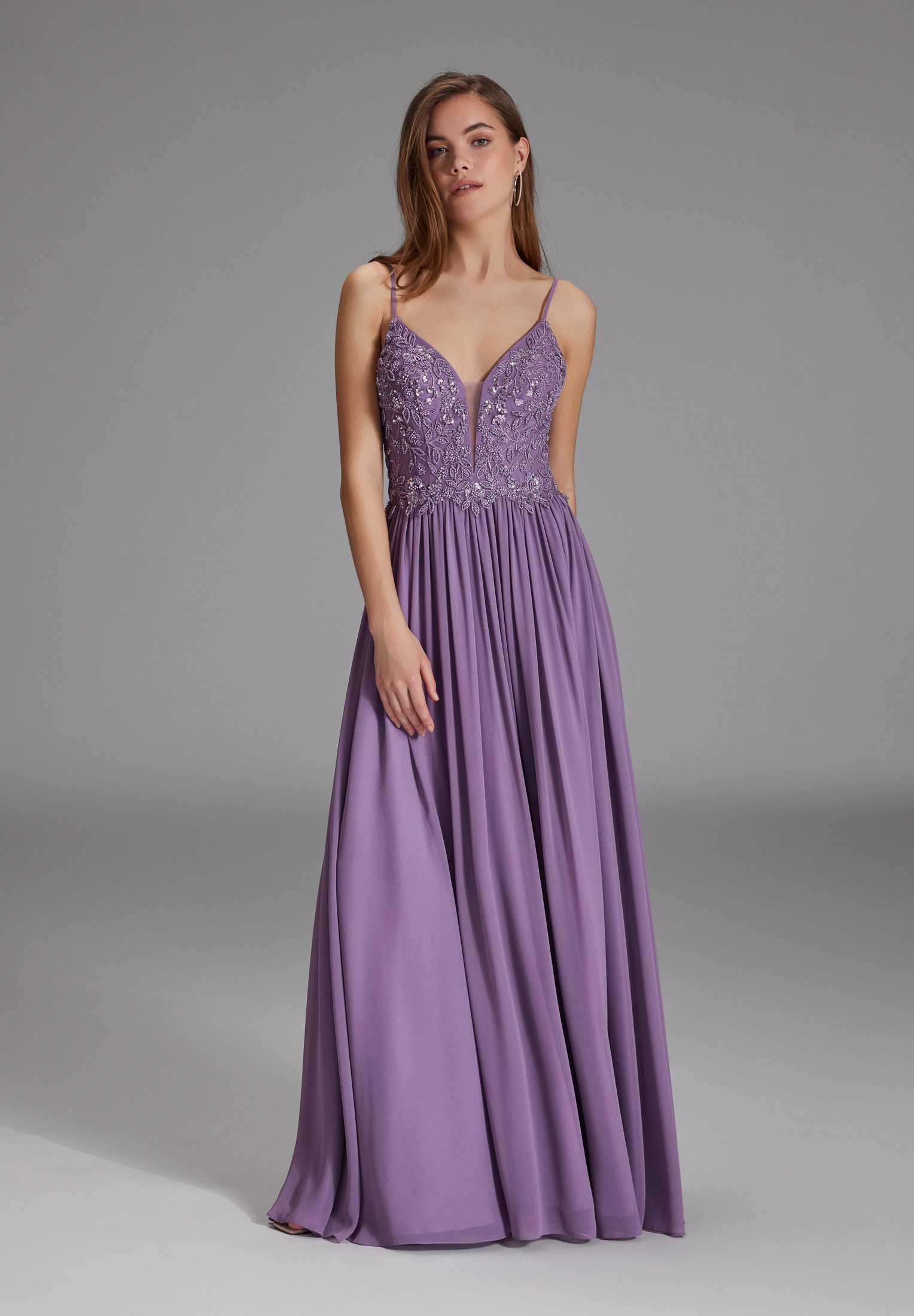 Hey Kyla Abendkleid - Chiffonkleid mit Bindeband am Rücken Taillierter Schn günstig online kaufen