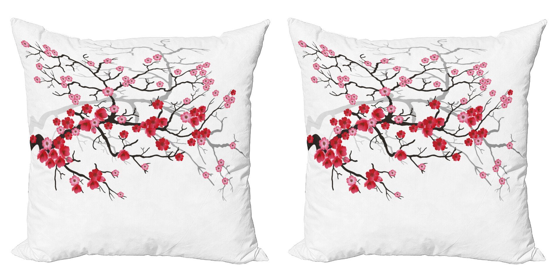 Kissenbezüge Modern Accent Doppelseitiger Digitaldruck, Abakuhaus (2 Stück), japanisch Sakura-Blüten Pflanze