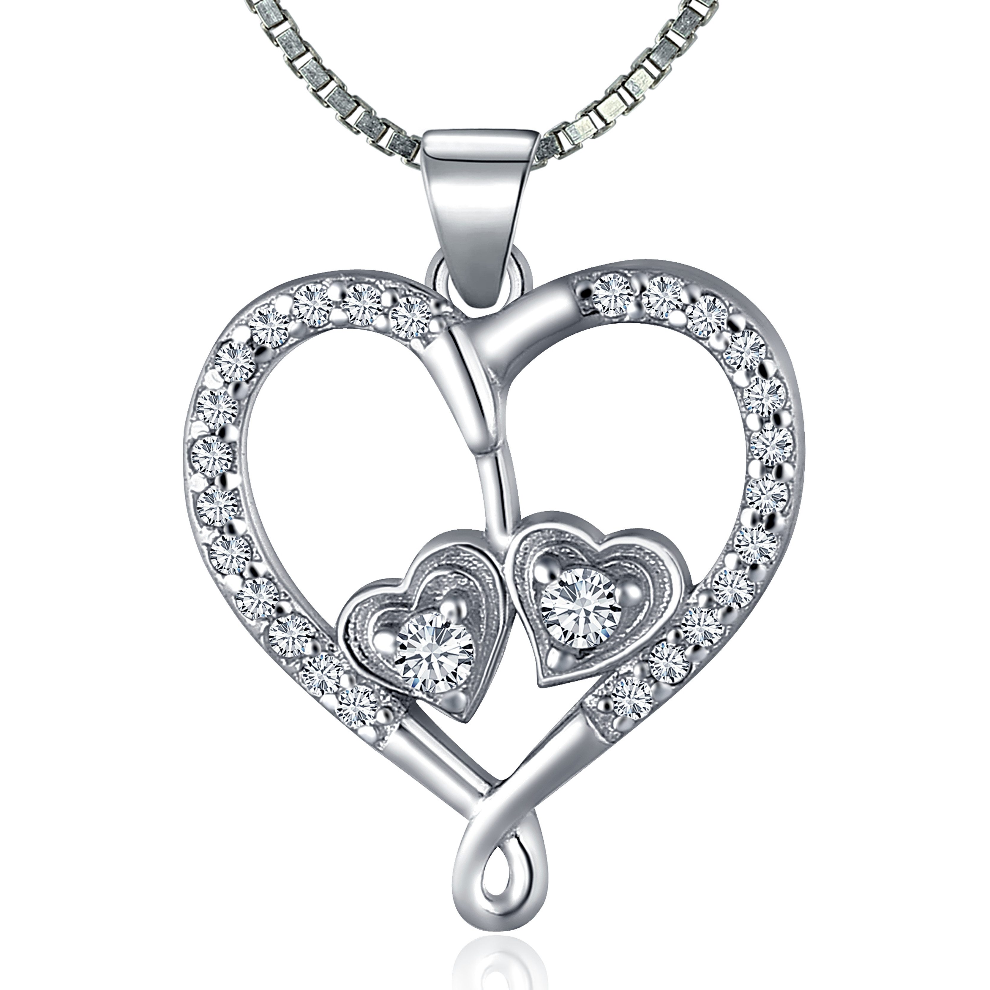 Herzkette Herz 925 Silberkette Damen Silber Kette Silber 925 Herz Anhänger