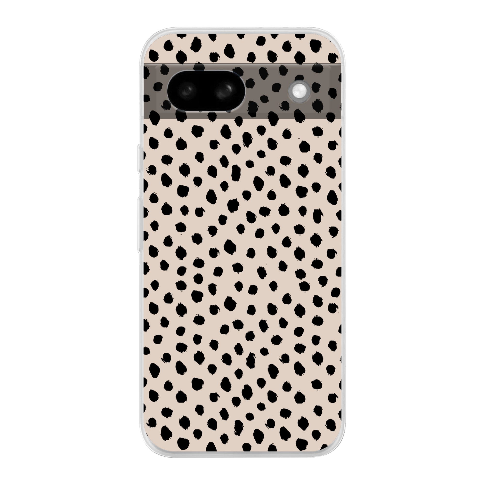 MuchoWow Handyhülle für Google Pixel 8a Polka dots - Schwarz - Beige, Phone Case, Silikon, Schutzhülle Dünn