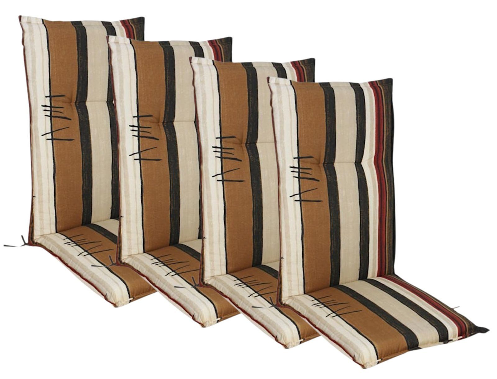 BURI Hochlehnerauflage 4x Hochlehner Polsterauflage 123x50cm Stuhlkissen Sesselauflage Sitzpo, (4 St)