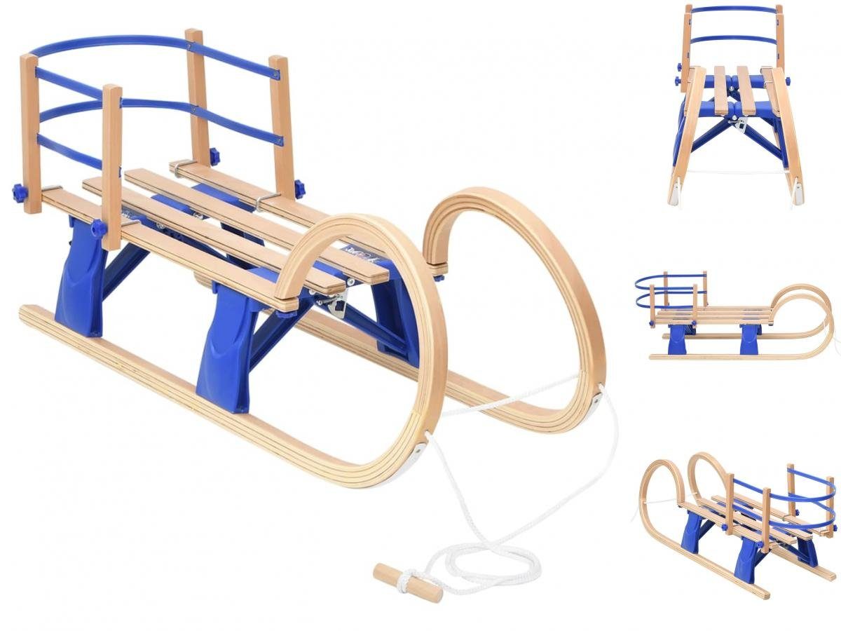 vidaXL Schlitten Klappschlitten mit Rückenlehne 110 cm Sperrholz Rodel Schnee Schlitten