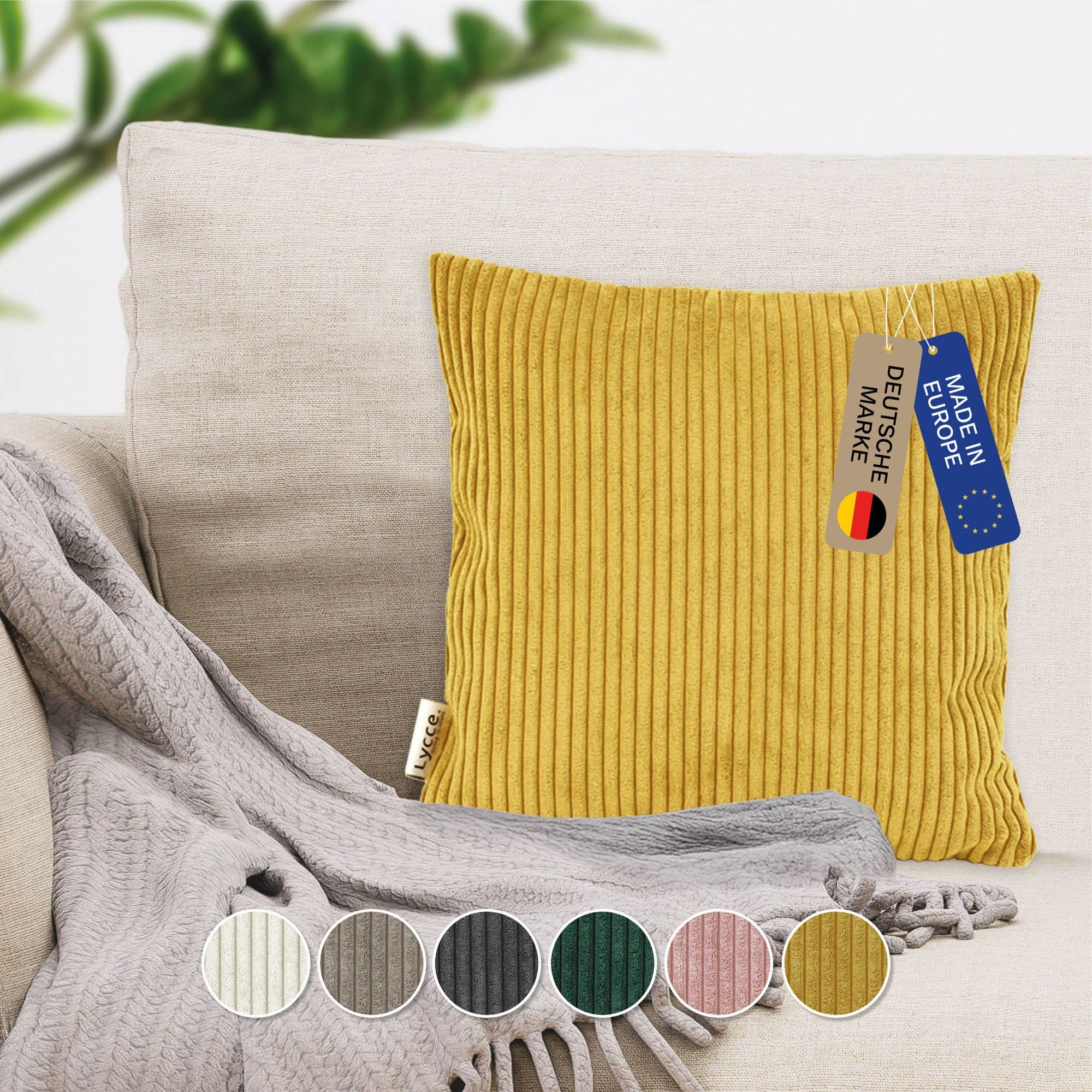 Lycce Dekokissen Kissenbezug aus trendigem Cordstoff (40x40cm), senf / gelb günstig online kaufen