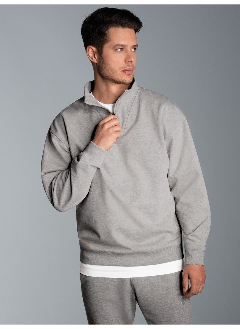 Trigema Sweatshirt TRIGEMA Troyer in bequemer Sweat-Qualität