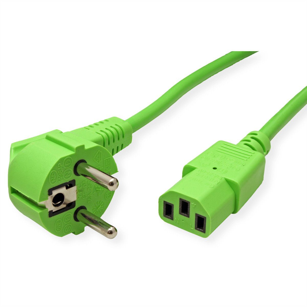 ROLINE Netzkabel, gerade IEC-Buchse Stromkabel, Schutzkontakt, CEE 7/7, Typ-E/F Männlich (Stecker), IEC320 C13, Kaltgeräte, 10A Weiblich (Buchse) (180.0 cm), Schutzkontakt CEE 7/7 auf Kaltgeräte C13