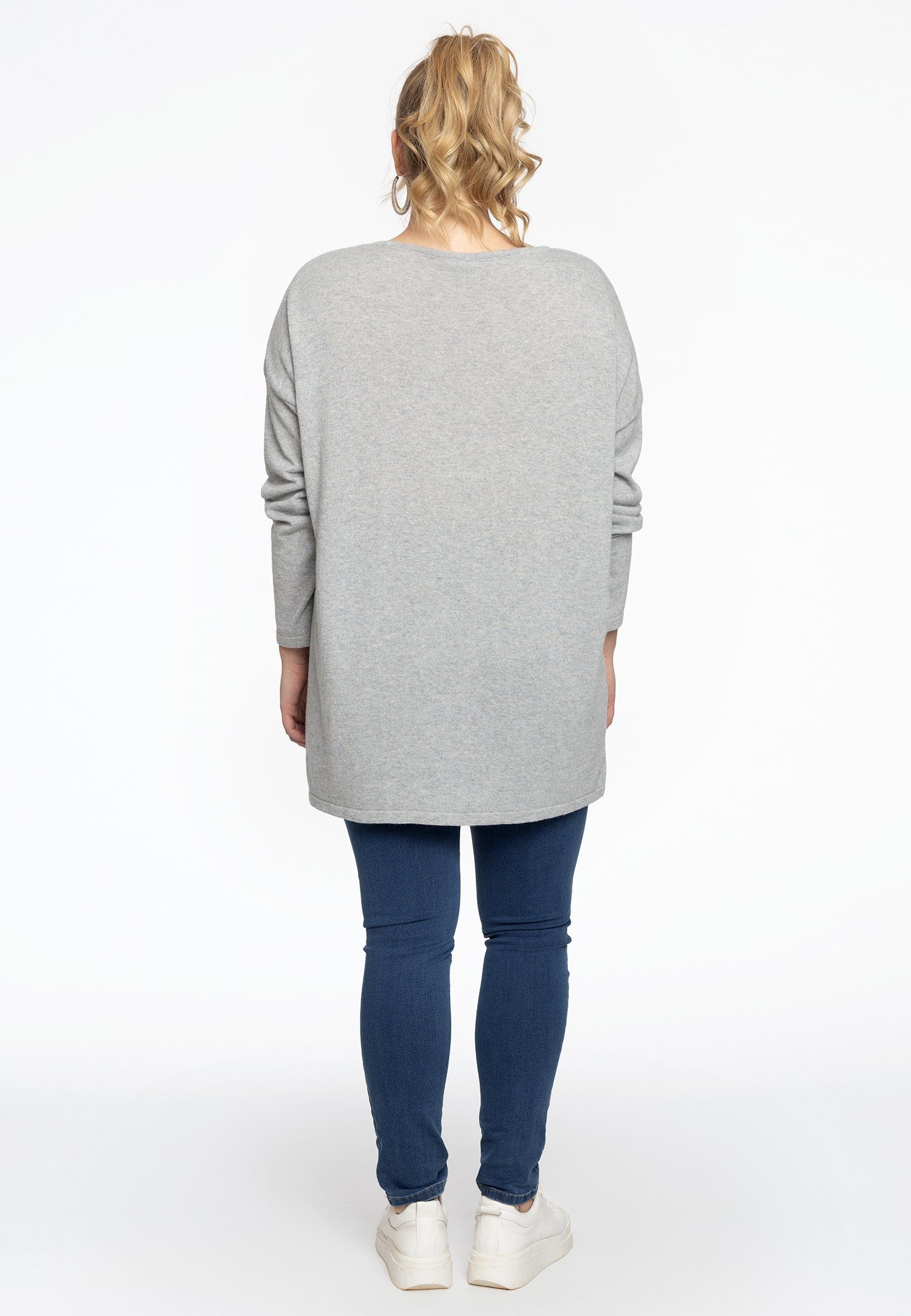 Große Longpullover light Größen Yoek grey