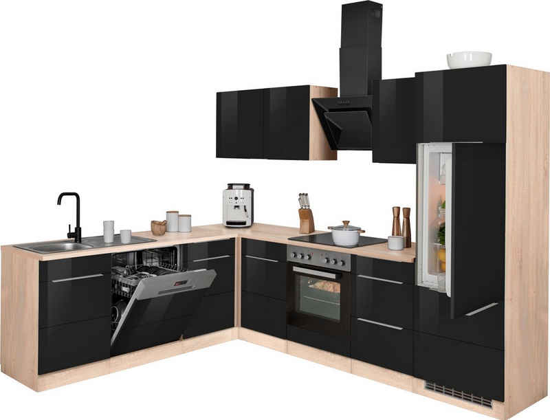 Kochstation Winkelküche KS-Brindisi, mit E-Geräten, Stellbreite 220/280 cm