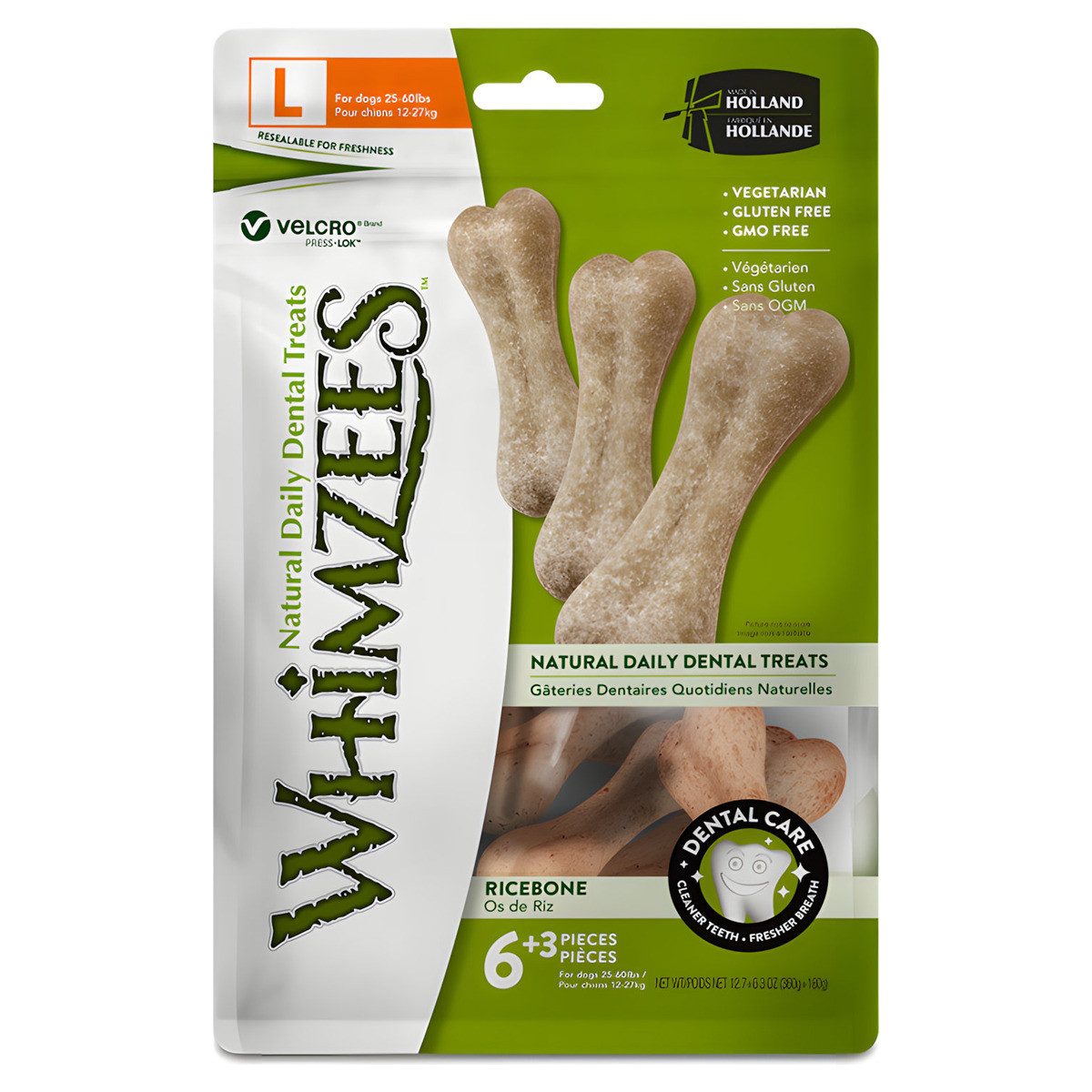 Whimzees Ricebone/Reisknochen L 360 g, Snack für: Hund