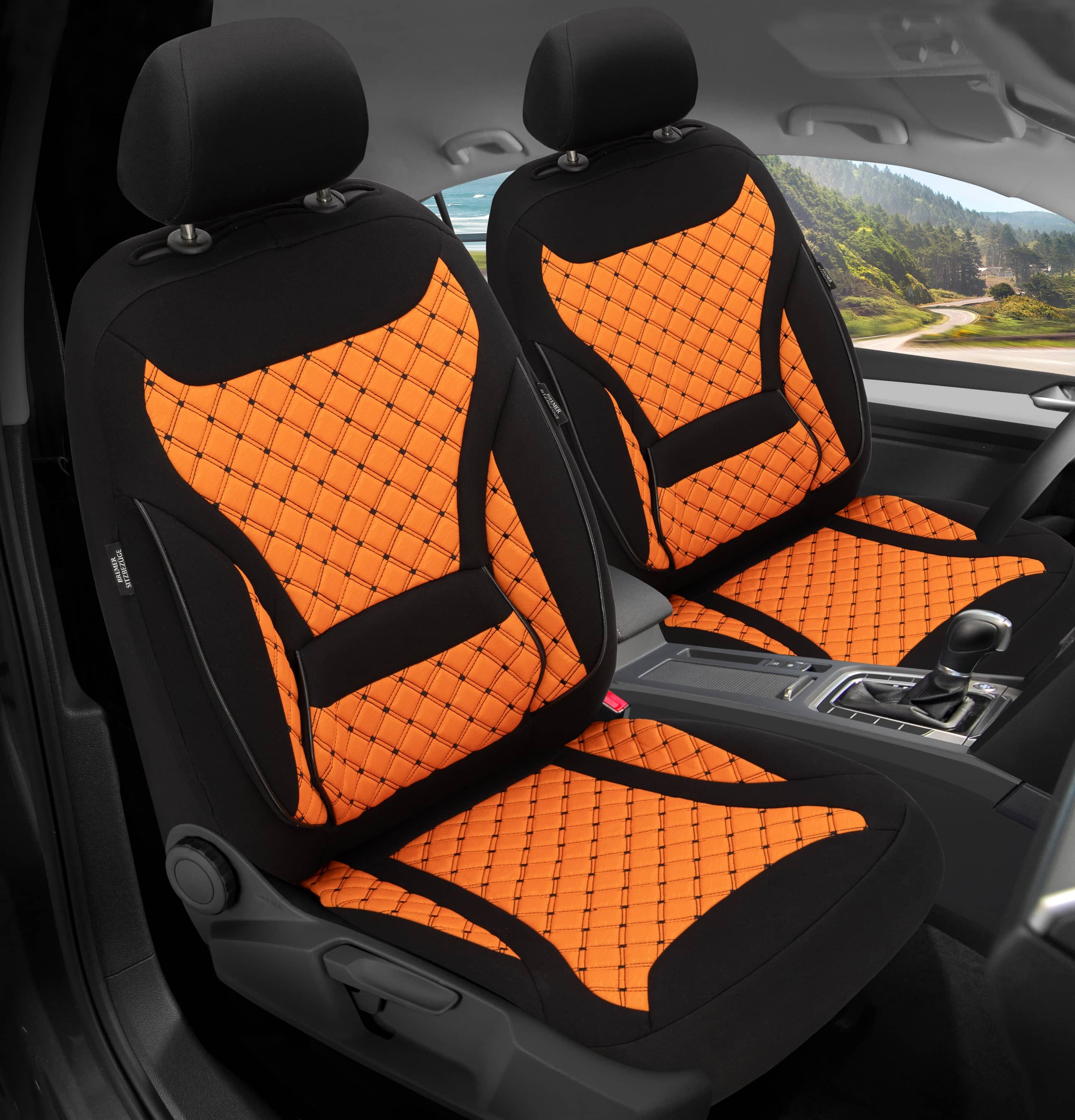BREMER SITZBEZÜGE Autositzbezug für Ford Mondeo 5 Bj ab 2014 (ZM3), Set, Schonbezüge Sitzbezüge Fahrer und Beifahrer, in Schwarz/Orange