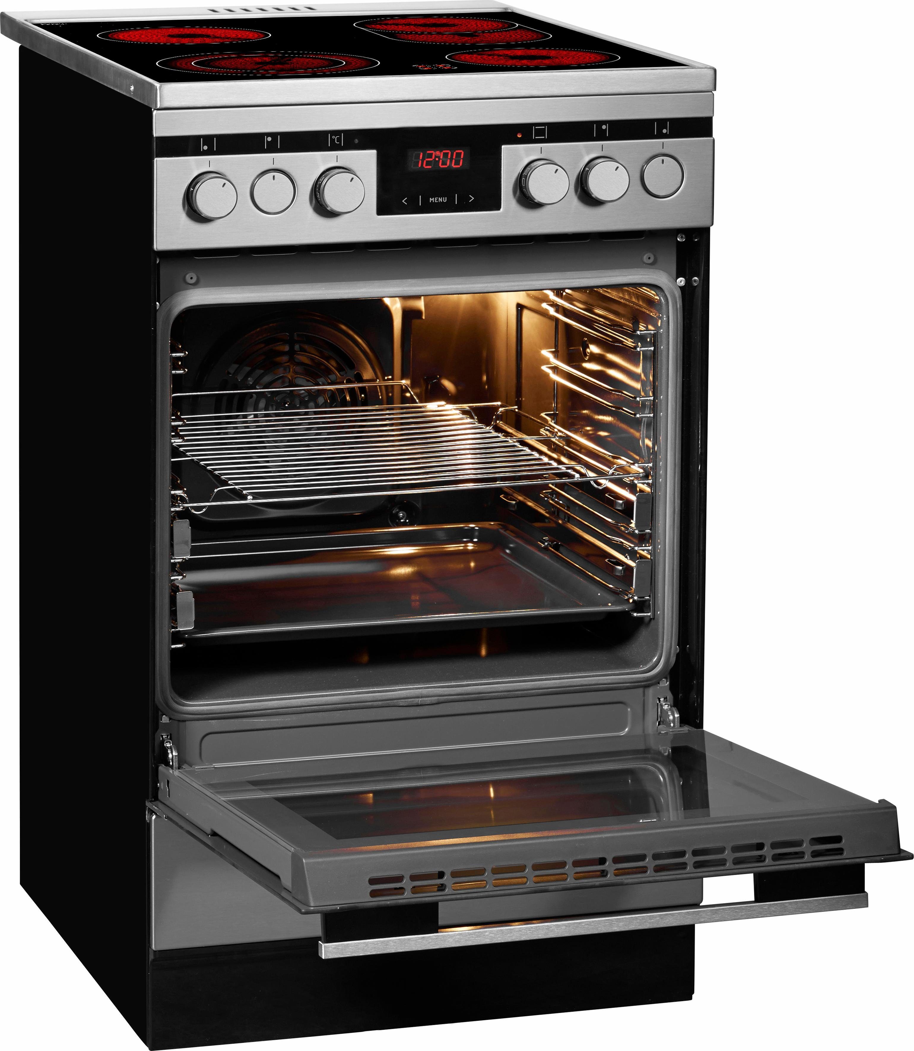 Amica Elektro-Standherd SHC 11587 E, mit 2-fach-Teleskopauszug, Komfortables Kochen und Backen mit bequemer Handhabung