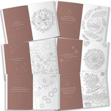 LEAF & GOLD Notizblock Malbuch für Erwachsene, Mandalas zum Thema Achtsamkeit, Ausmalbuch mit Perforation, Mandala