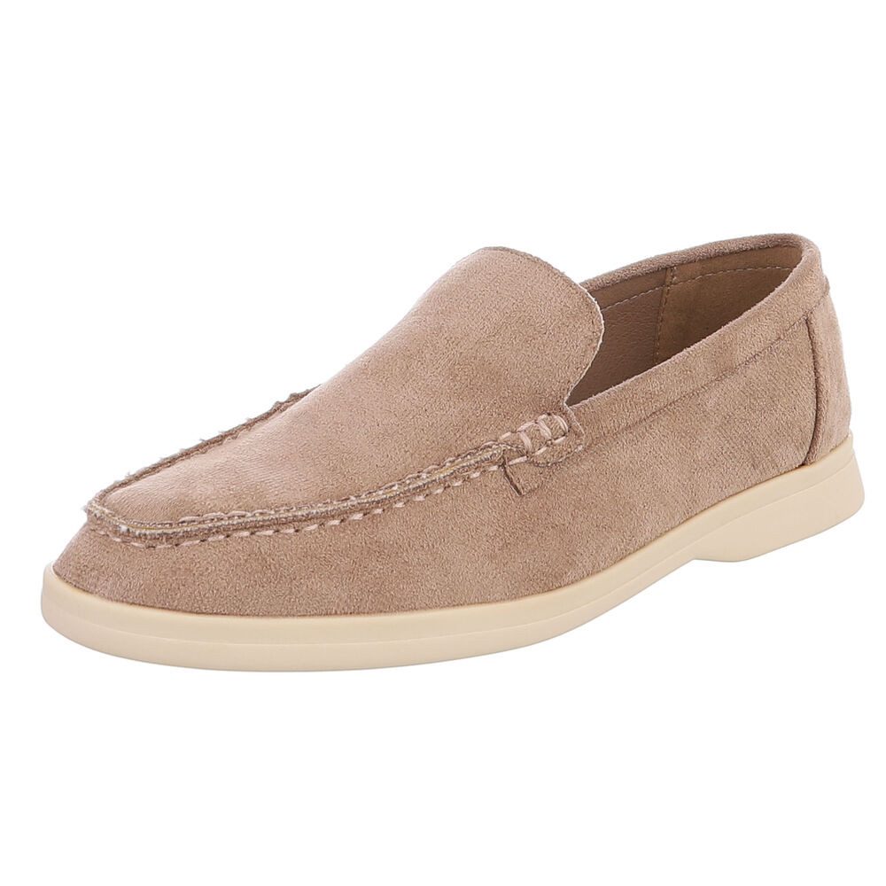 Ital-Design Bequemer Schlupfschuh für Damen mit stilvollem Design Slipper (90927414) Blockabsatz Mokassins in Hellbraun