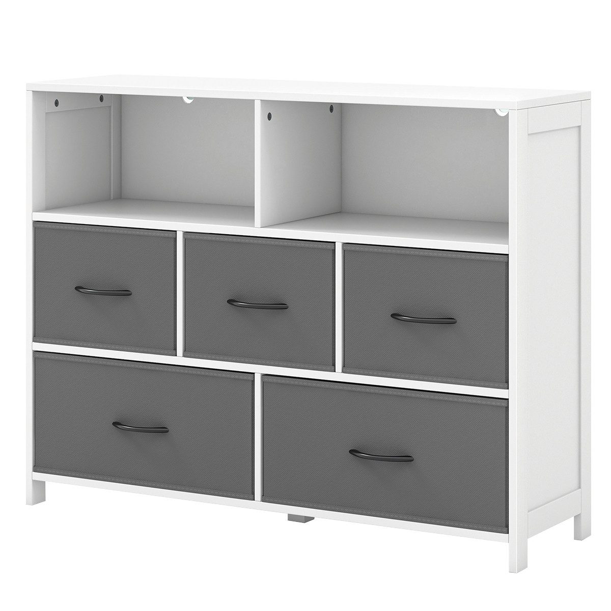 COSTWAY Sideboard, mit 5 klappbaren Schubladen & Regal, Holz, 100x30x78cm