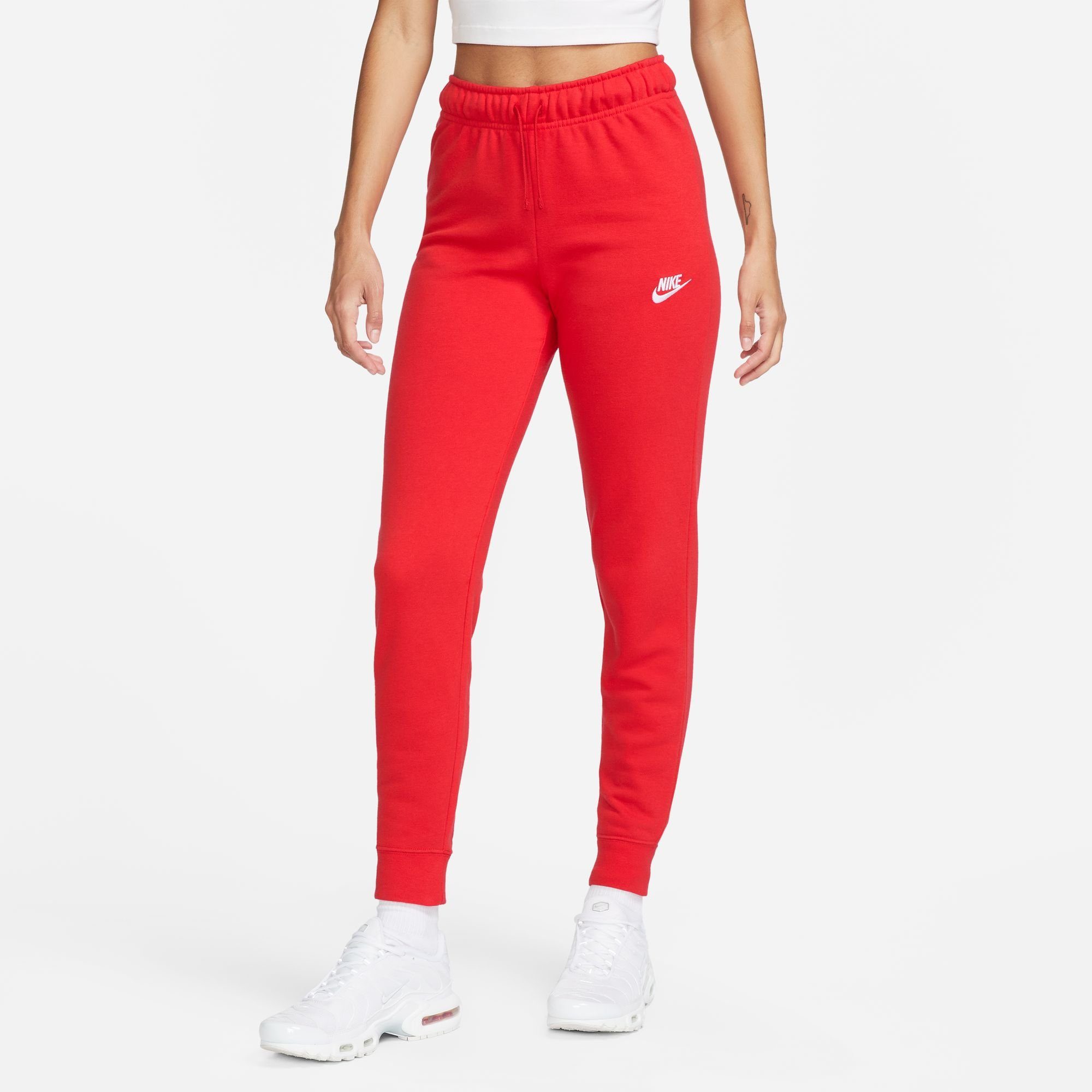 Nike Sportswear Jogginghose Club Fleece Women's Mid-Rise Slim Joggers UNIVERSITY RED/WHITE