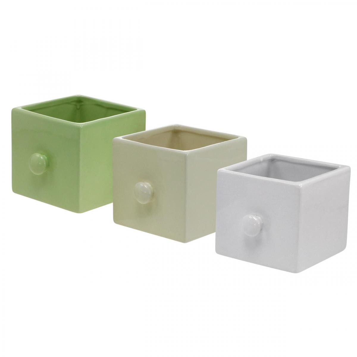 Übertopf Keramik Übertopf Schublade Pflanzen Deko Quadratisch 3er Set
