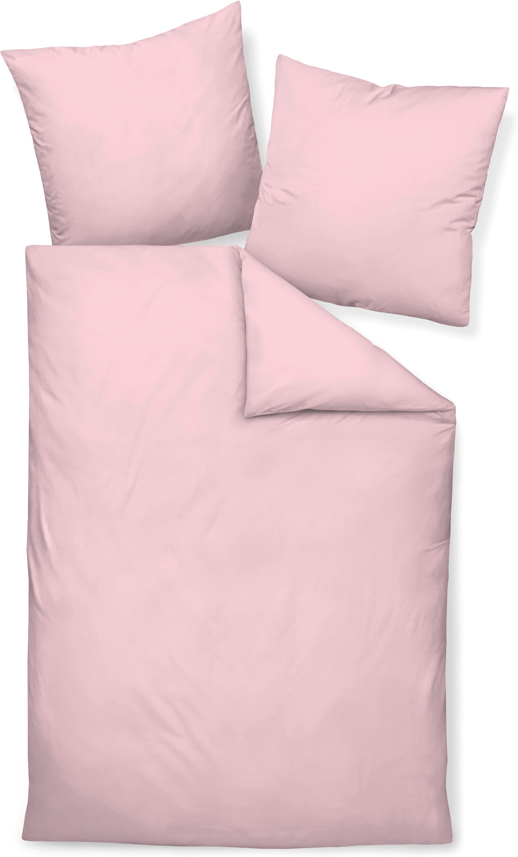 Janine Bettwäsche Colors, Mako-Satin, 2 teilig, feinfädige uni Bettwäsche für alle Jahreszeiten, Markenreißverschluss