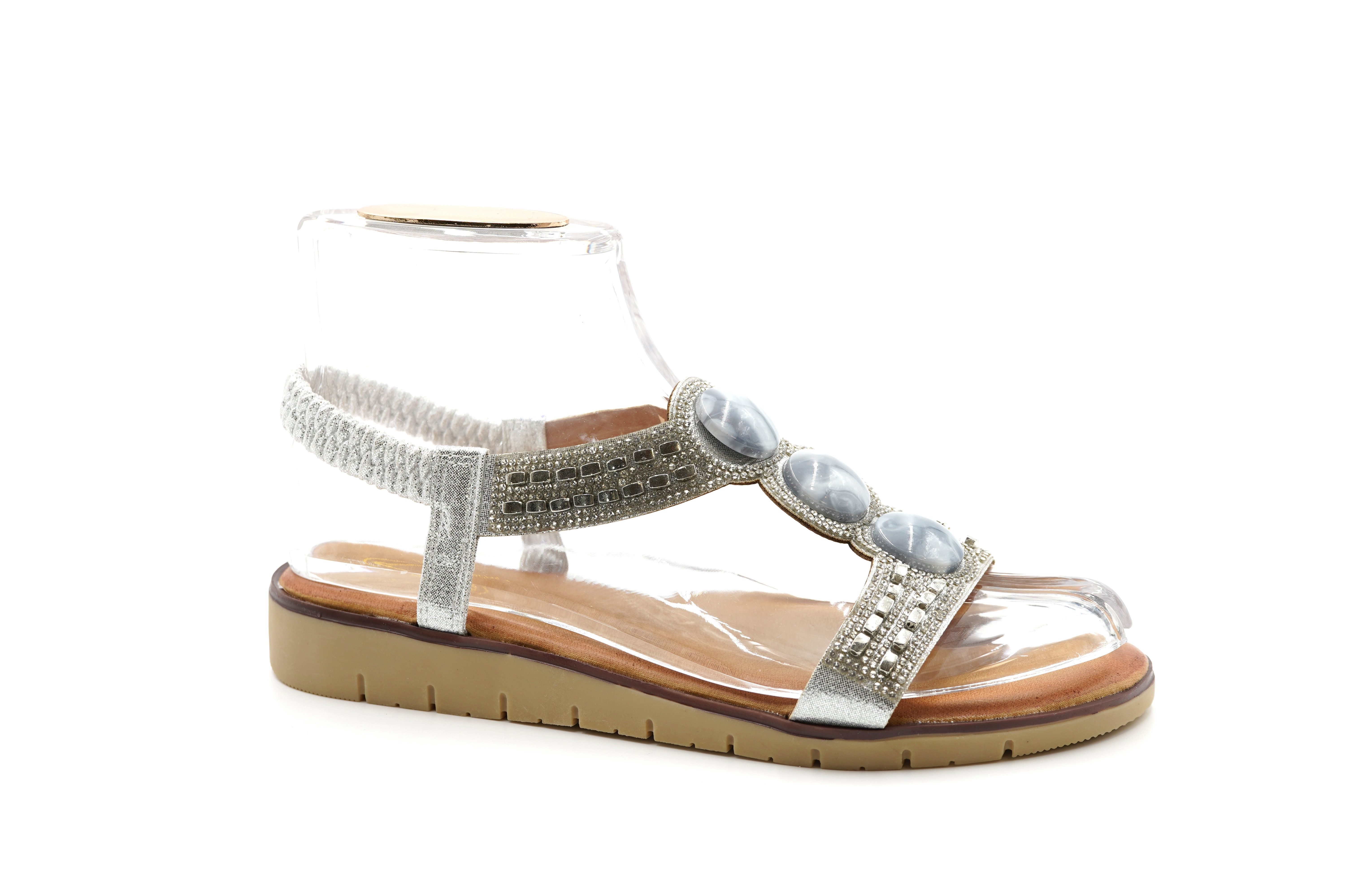 Sonderpostendiscount Damensandalen Riemchensandalen Silber BQ207 Silver günstig online kaufen