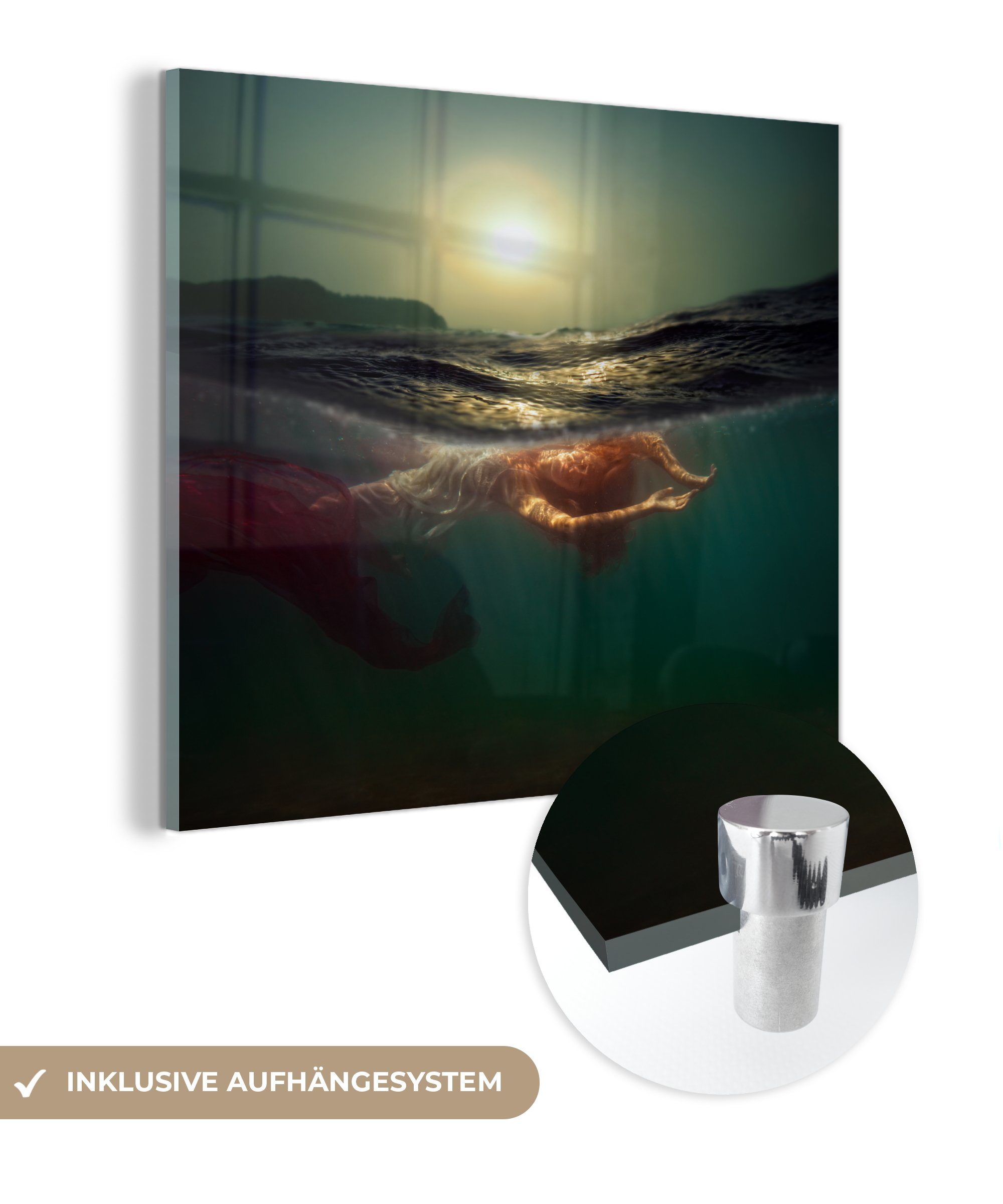 MuchoWow Acrylglasbild Sirene, (1 St), Glasbilder - Bilder auf Glas Wandbild - Foto auf Glas - Wanddekoration