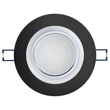 SSC-LUXon LED Einbaustrahler Flacher Glas LED Einbauspot dimmbar in rund schwarz LED Modul 230V, Warmweiß