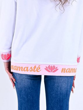 Miss Goodlife Sweatshirt V-Neck Sweater Namaste Strass Weiß