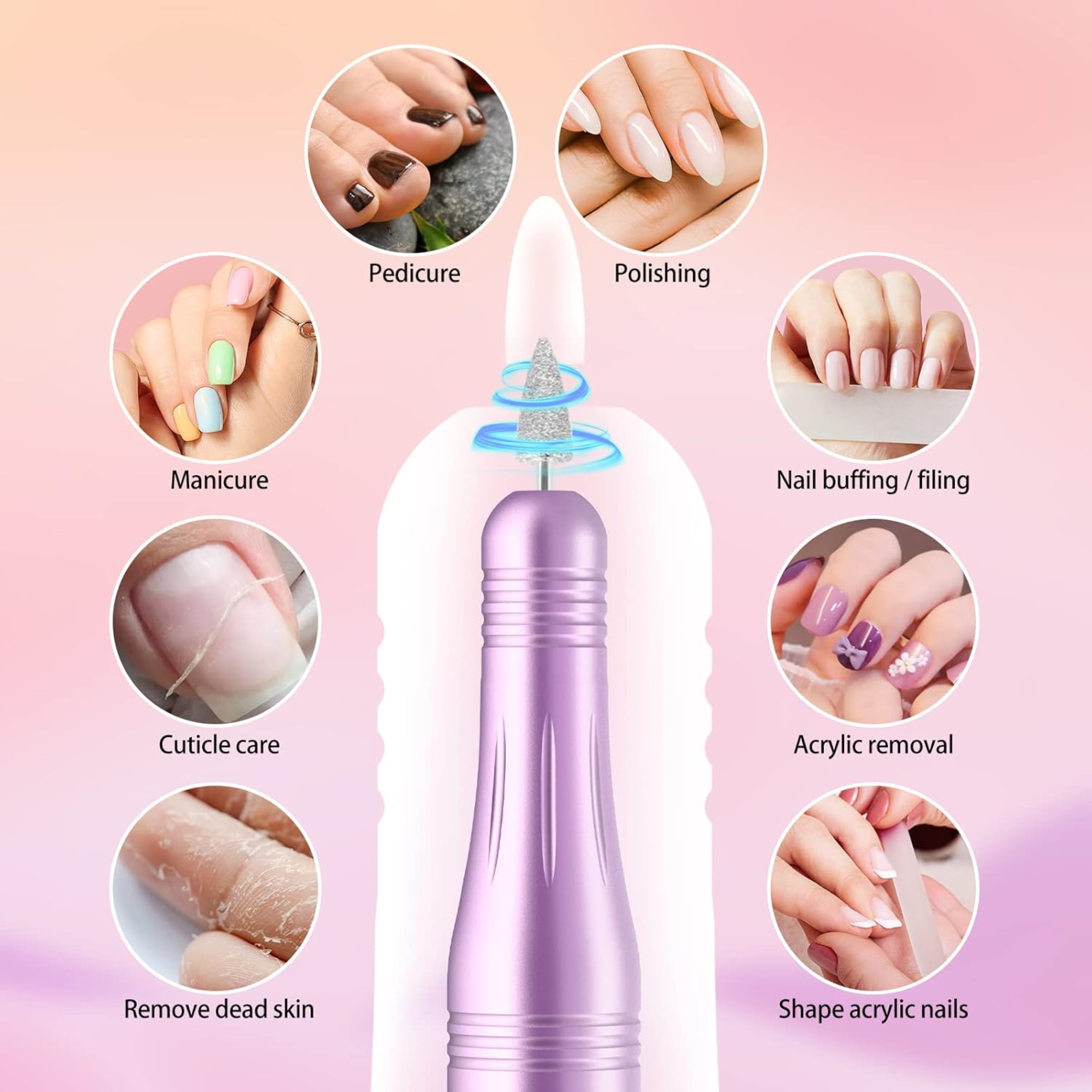 PTUI Maniküre-Pediküre-Set Elektrischer Nagelfräser 11-in-1 Set für Gel Acryl Nägel 20000 U/min, 79-tlg., Professionelles 11-teiliges Nagelfräser-Set für Manikü – Bild 2 von 5
