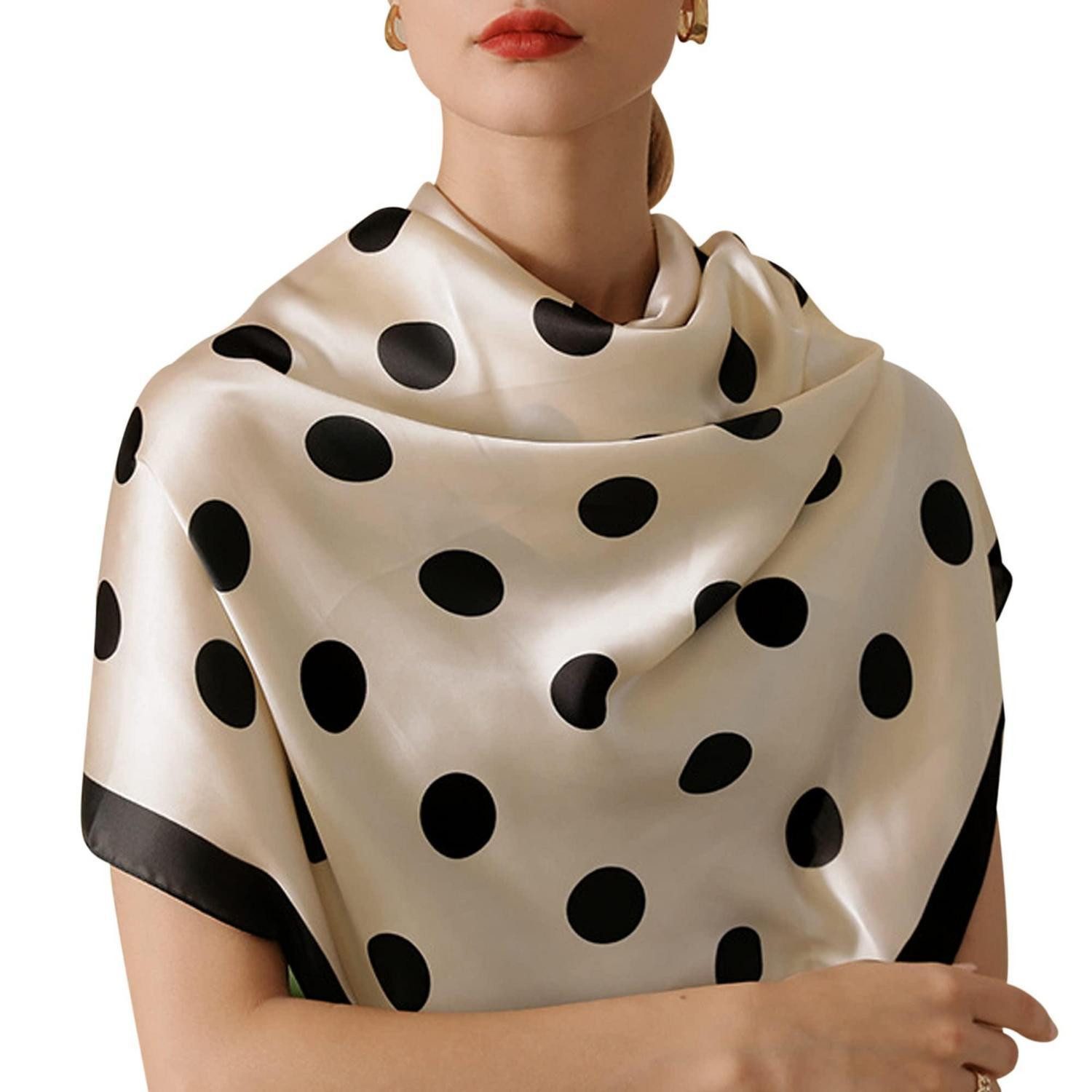 LuxusKollektion Seidenschal Damen Seidenschal Blumenbeige, (1-St)