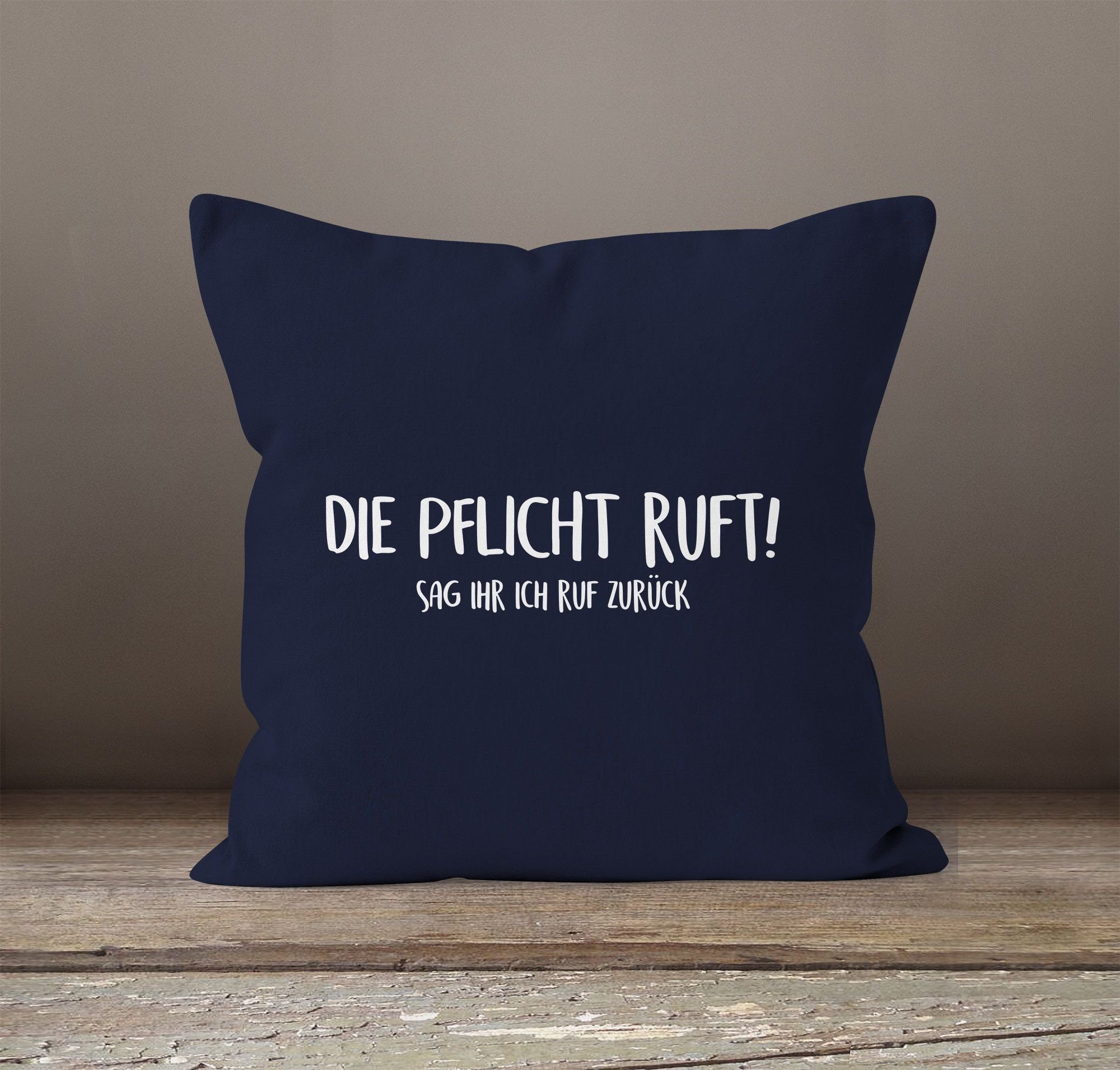 Baumwolle Die Kissen-Hülle ruf Kissen-Bezug ruft MoonWorks Deko-Kissen navy ich MoonWorks® Sag ihr Dekokissen zurück Pflicht Spruch