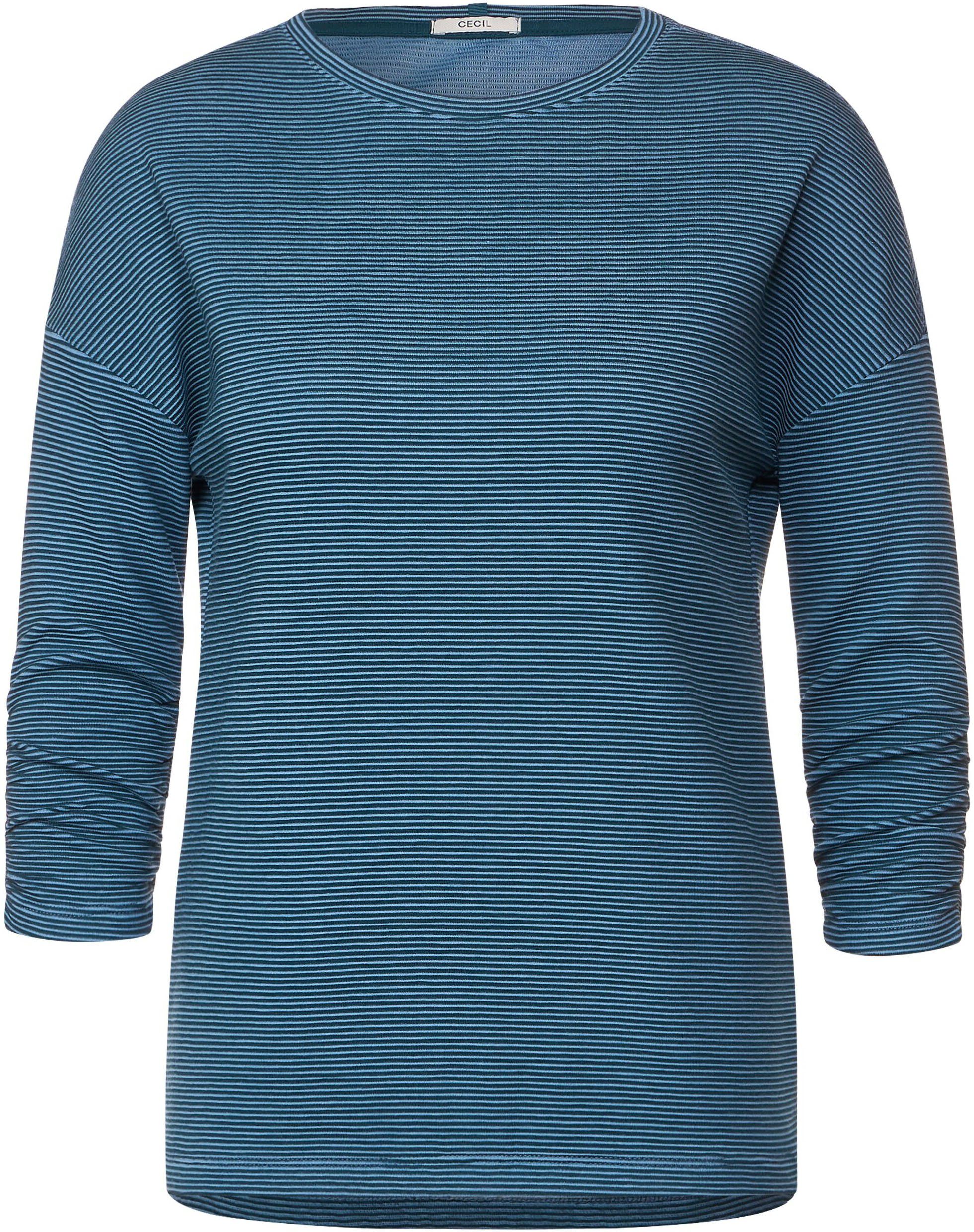 Schultern überschnittenen 3/4-Arm-Shirt blue leicht adriatic Cecil mit