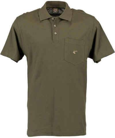OS-Trachten Poloshirt Polo-Shirt Springender Hirsch jagdliches T-Shirt ohne Arm Oliv/grün NEU mit Brusttasche hochwertig Piquie-Qualität von Oefele Jagd & Outdoor Shop
