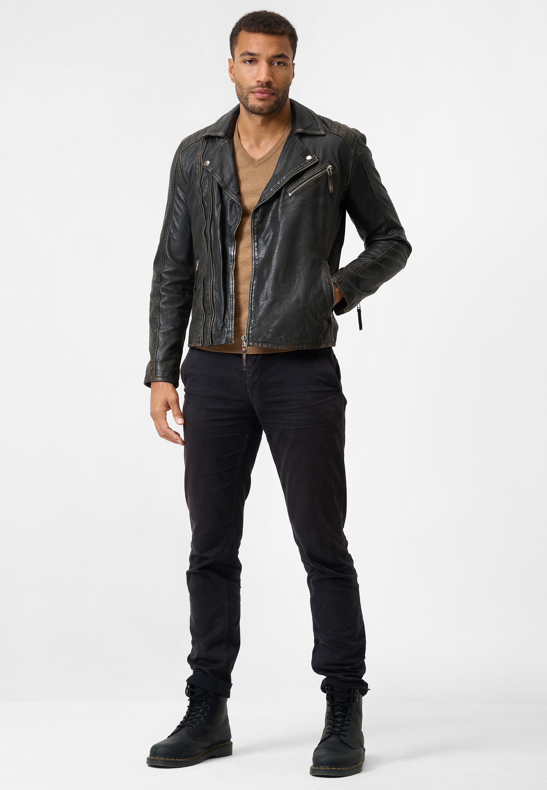 RICANO Lederjacke Matteo Vintage Bikerjacke aus Lammleder günstig online kaufen