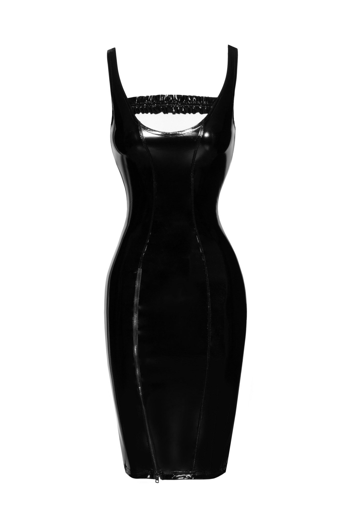 Noir Handmade Minikleid Lack Kleid in schwarz mit Reißverschluss knielang Damen Dessous Schlau – Bild 5 von 5