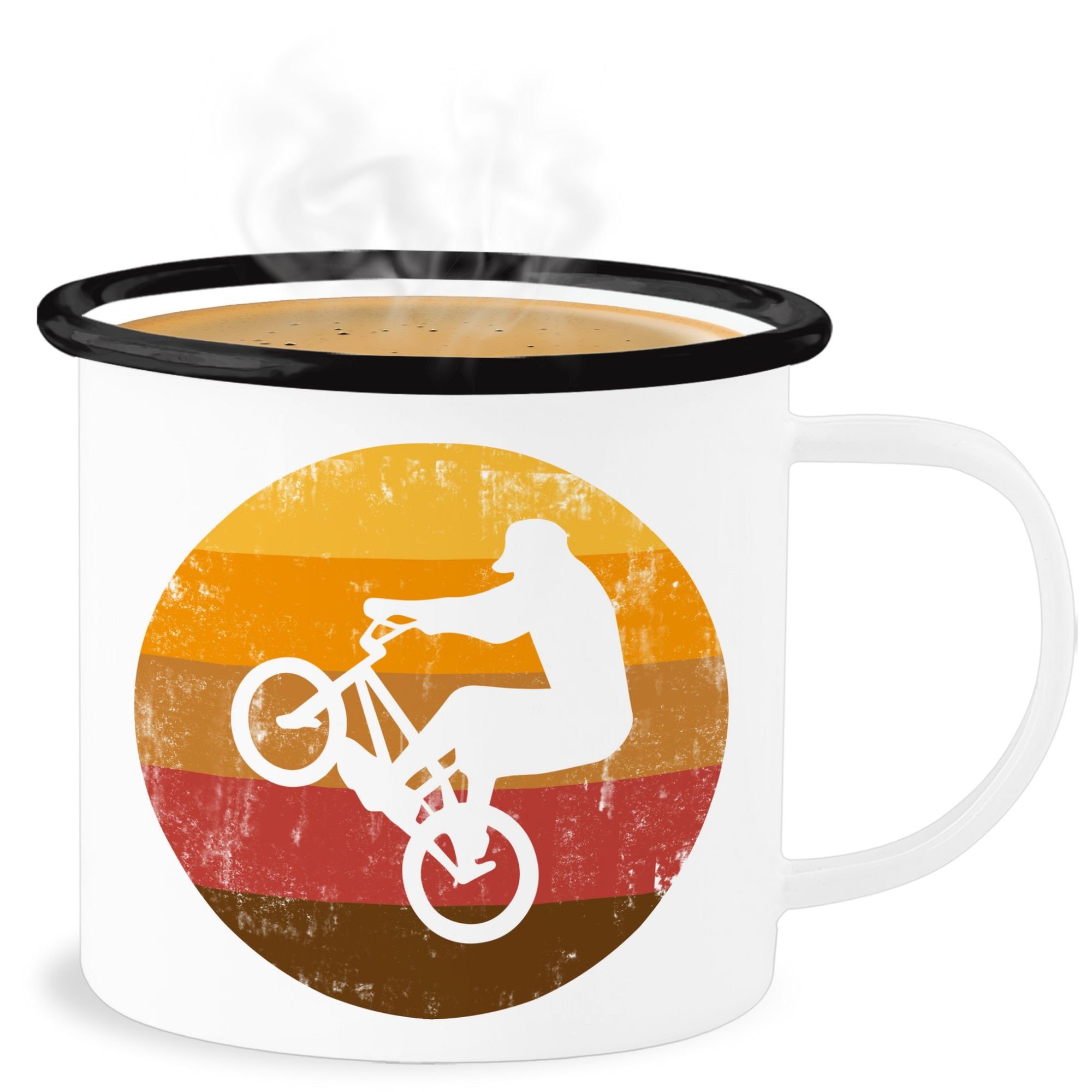 Geschenk Hobby BMX Becher Schwarz Kaffeetasse 3 Weiß Shirtracer Jump, Stahlblech,