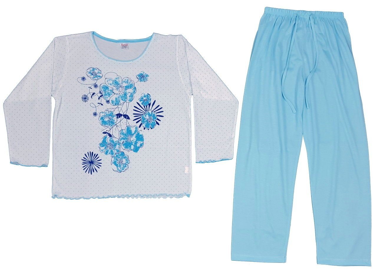 Schlafanzug Girls Pyjama hell Blau Print, D272 Schlafanzug, floralen im Fashion