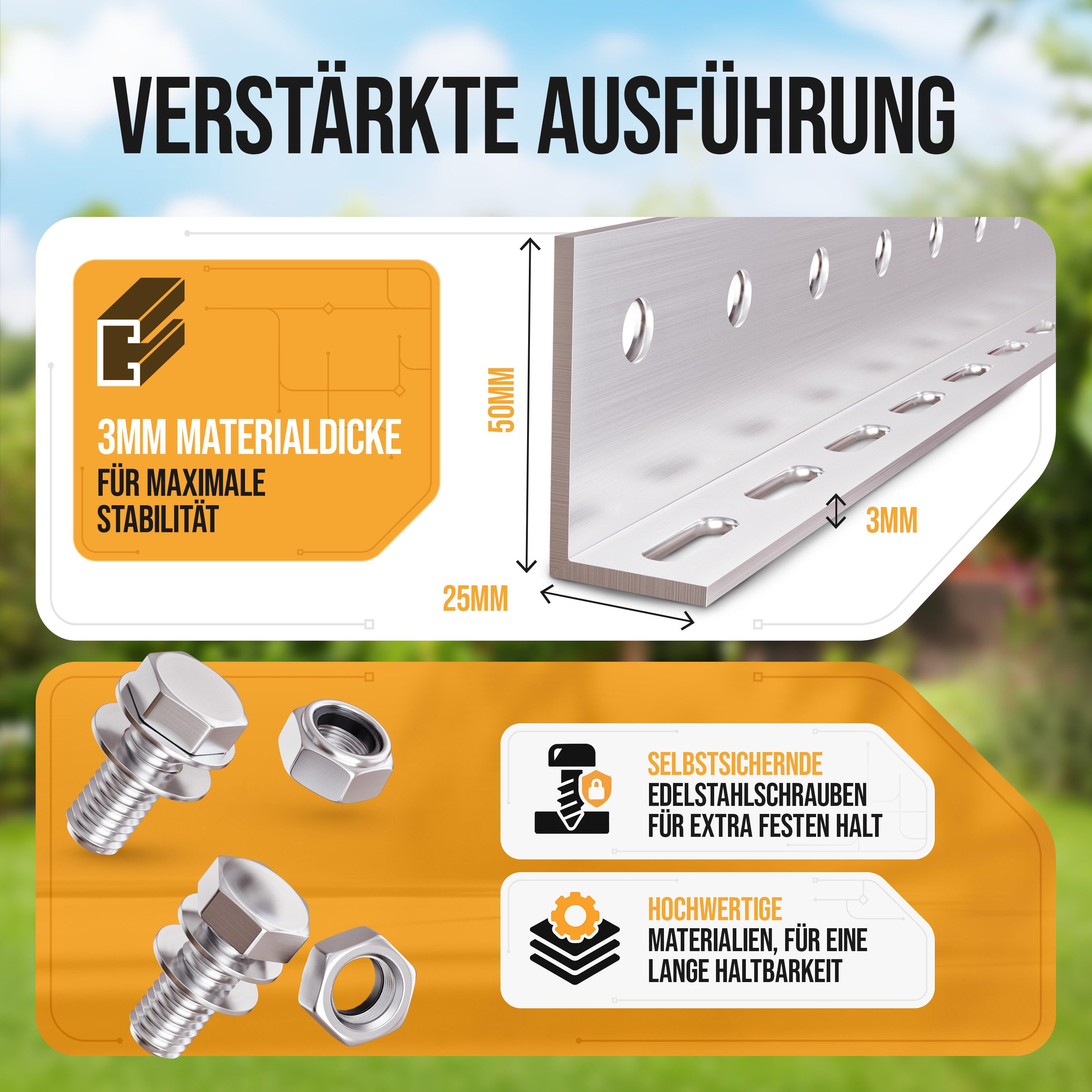 Lichtblicker Solarmodul-Halterung Balkonkraftwerk 118cm 3mm Stark. 2x Solarmodule. Wand Balkon Flachdach, (Für 2 Stück Photovoltaikmodule, Länge 118cm - Stärke  – Bild 3 von 5