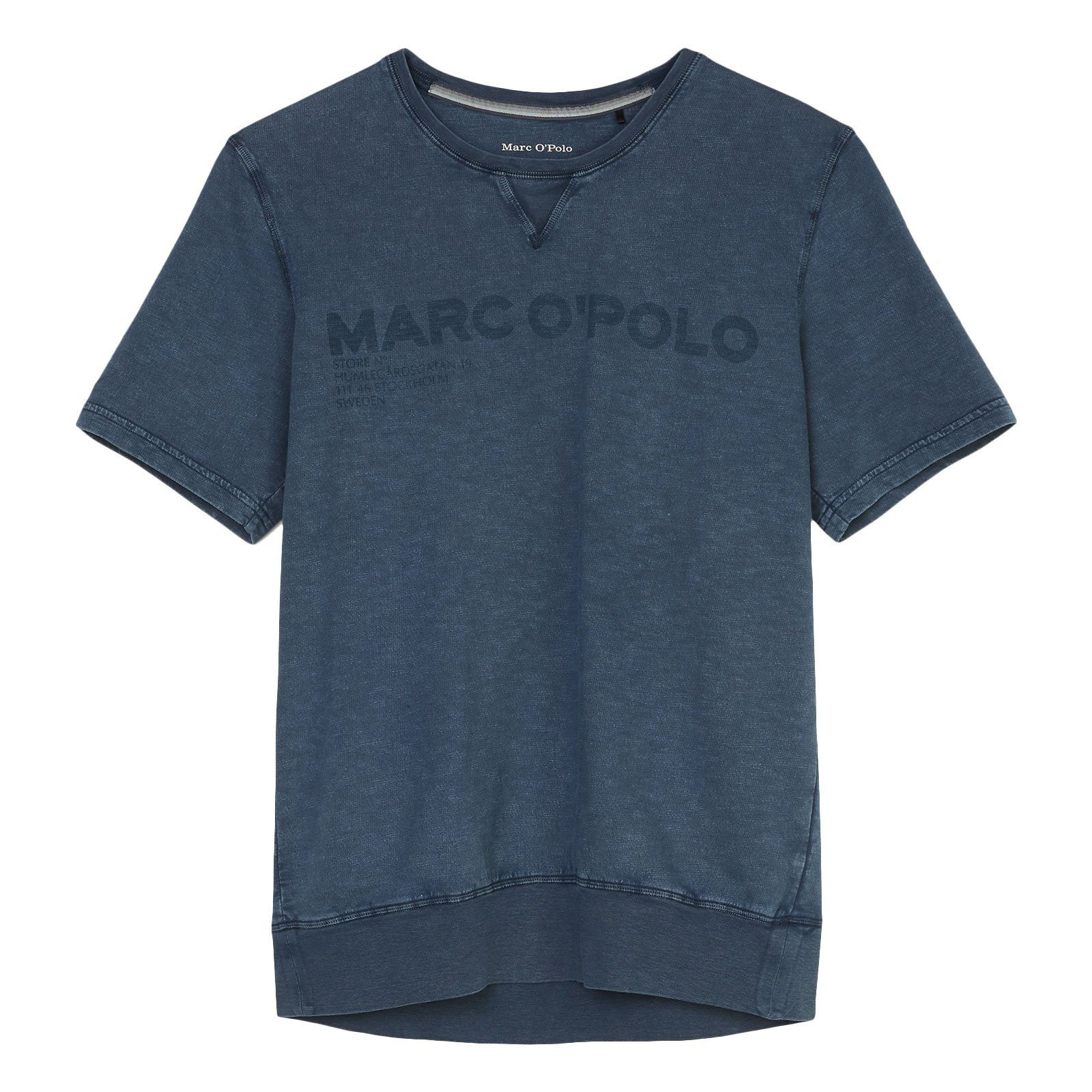 Marc O'Polo T-Shirt Shirt Crew Neck mit Marken-Aufschrift 816 jeansblue