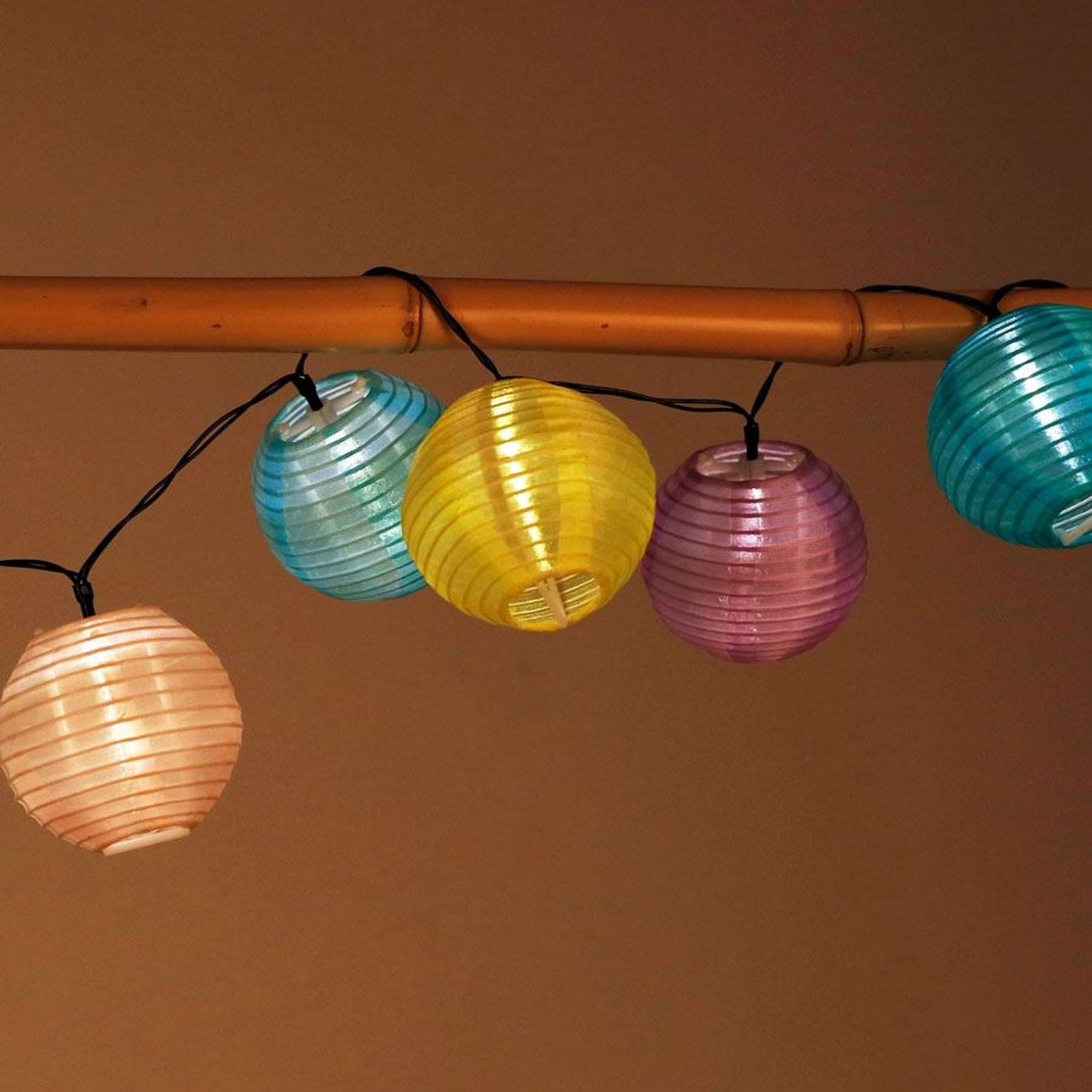 Lichterkette Solar-Lampion-Lichterkette 10 LED Partybeleuchtung Dekolicht Gartendek