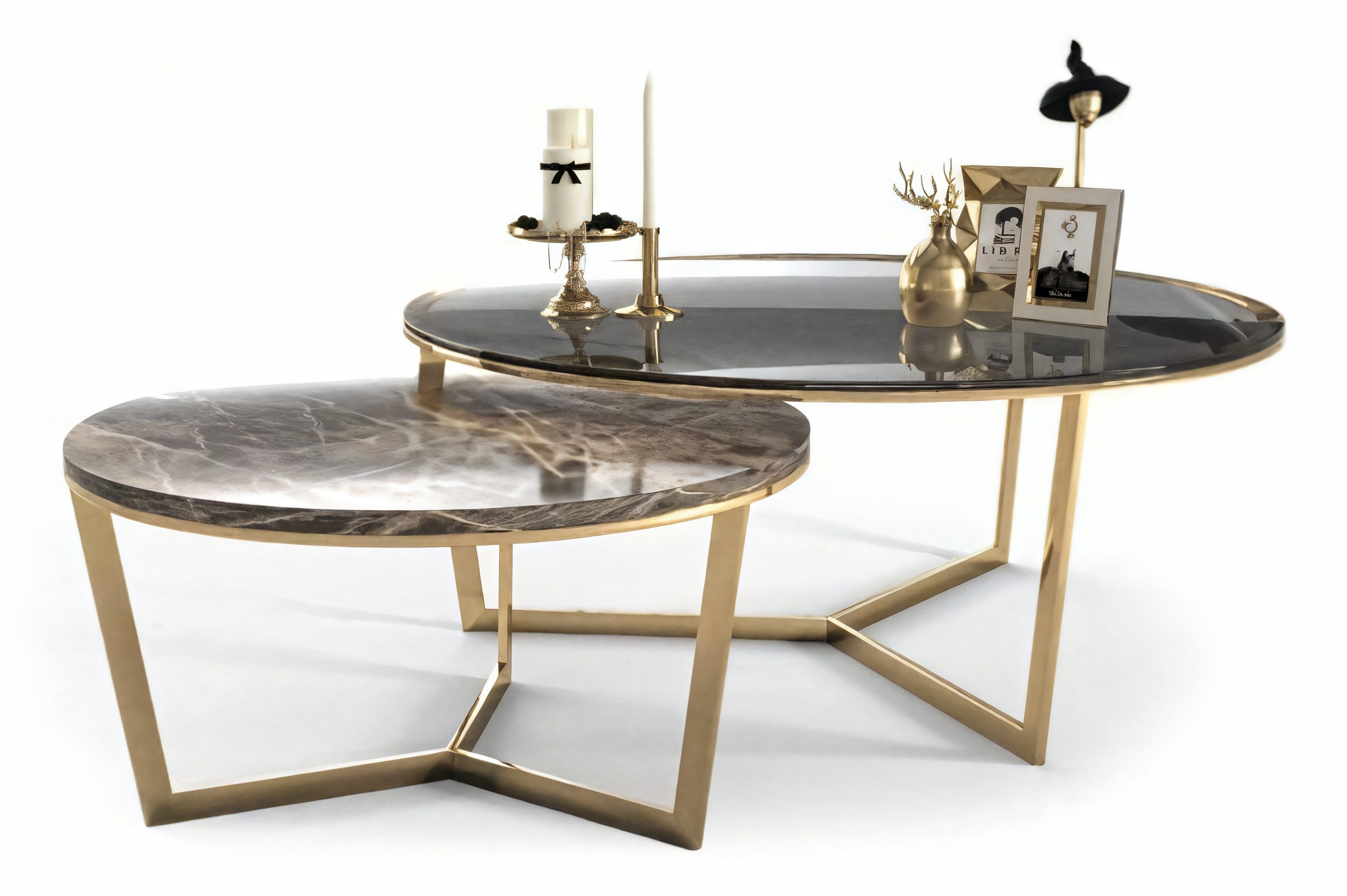 JVmoebel Satztisch Designer Couchtisch aus Edelstahl mit modernem, elegantem Design (2x Couchtische), Made in Europa