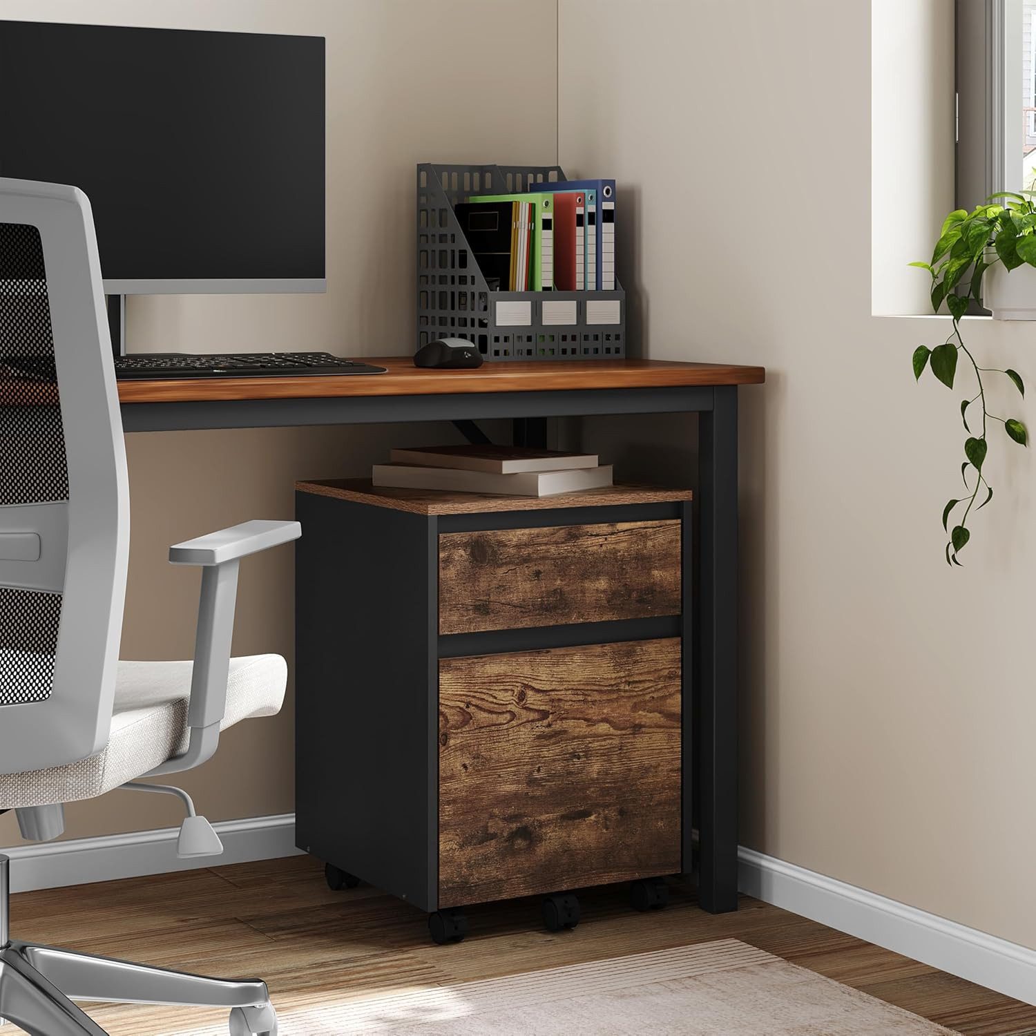 Woltu Rollcontainer, mit 2 Schubladen, Büroschrank auf Rollen, 40x57x40 cm günstig online kaufen