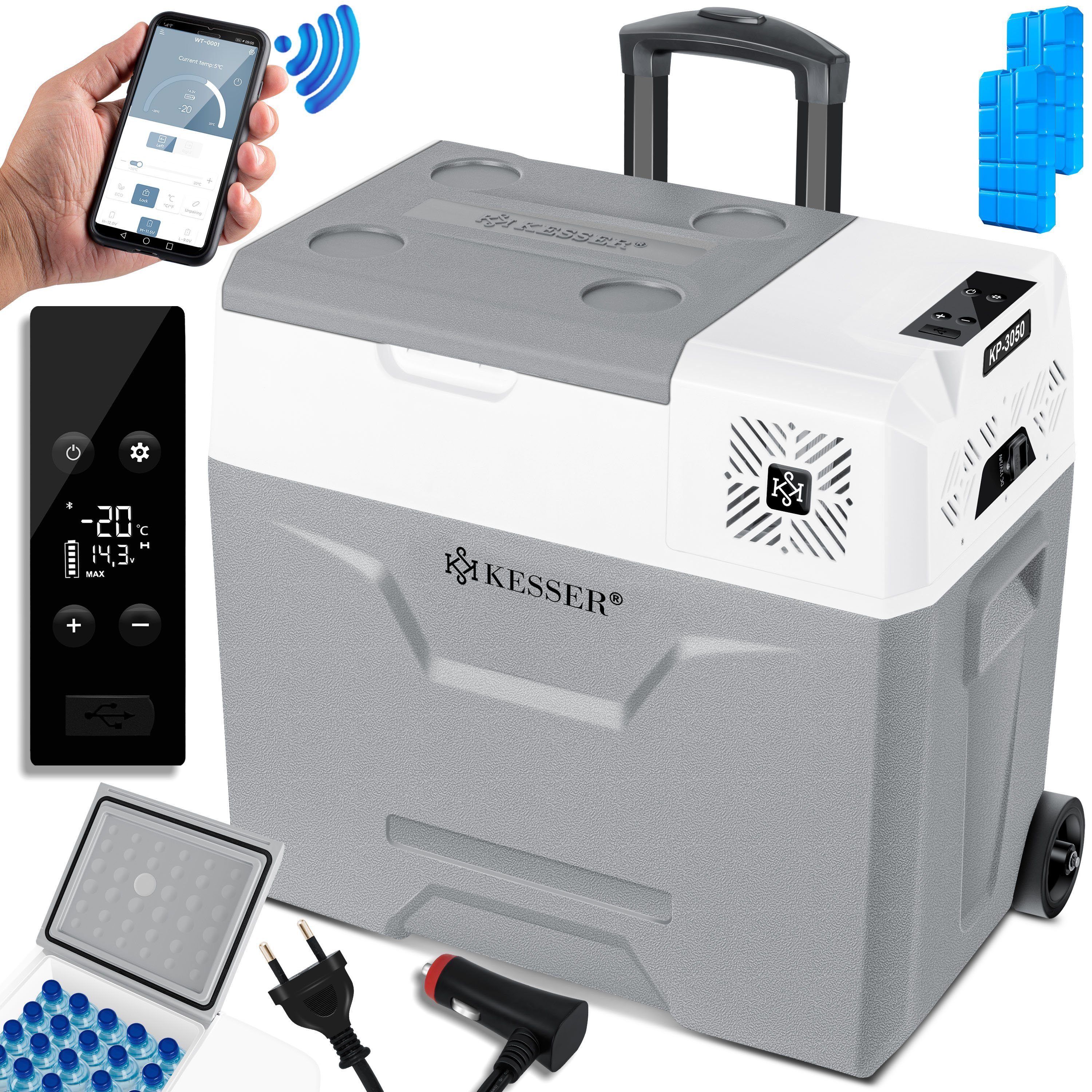 KESSER Kühlbox, 50 l, Kompressor Kühlbox elektrisch Gefrierbox, Mit APP-Steuerung