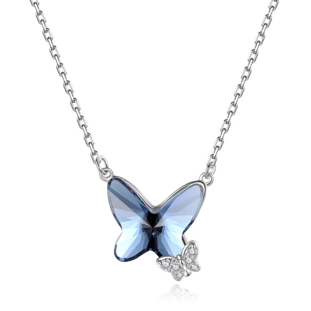 925 Schmetterling Silber (1-tlg) Kristall Halskette Damen Haiaveng Sterling Schmuck Choker