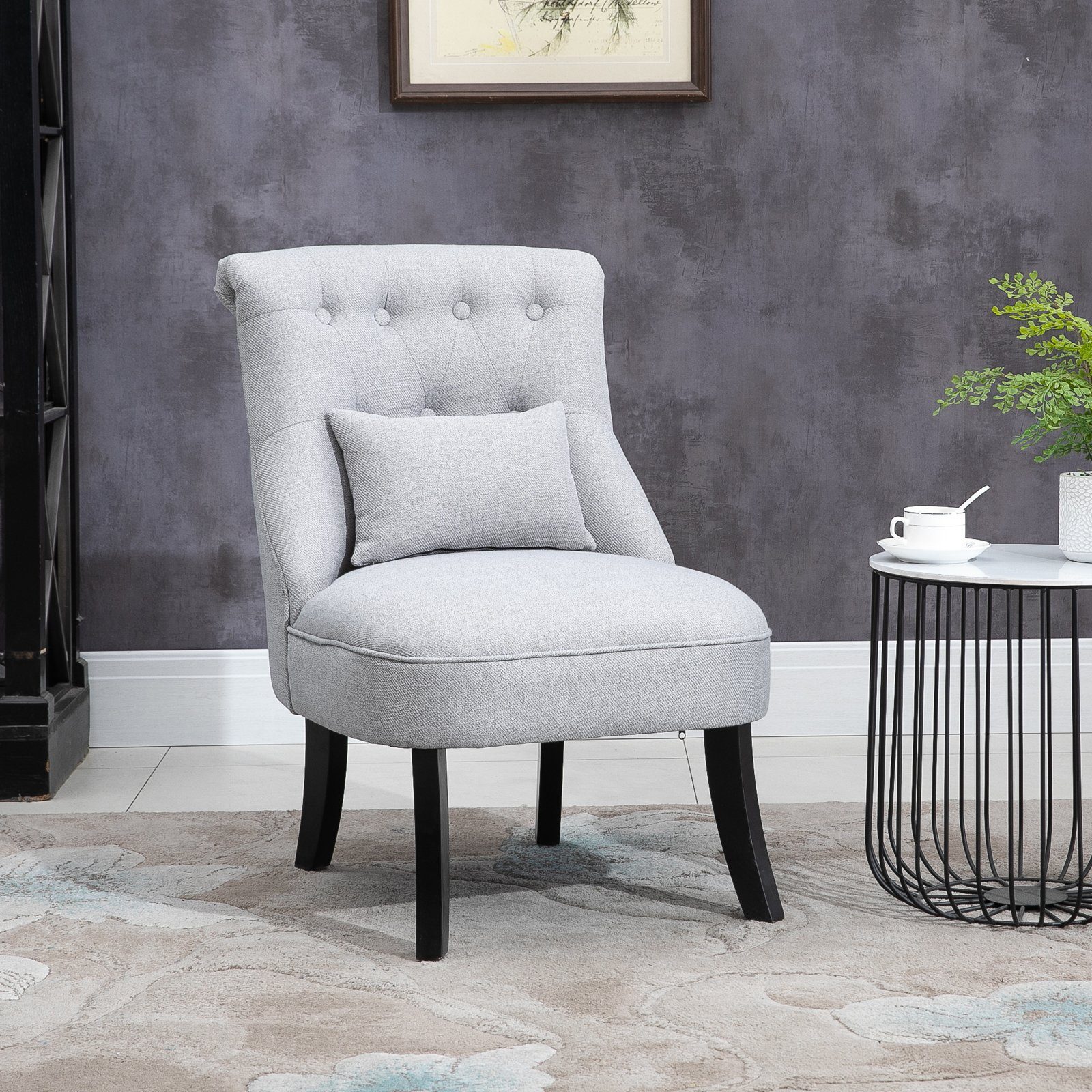 HOMCOM Sessel mit Relaxsessel grau Rückenkissen