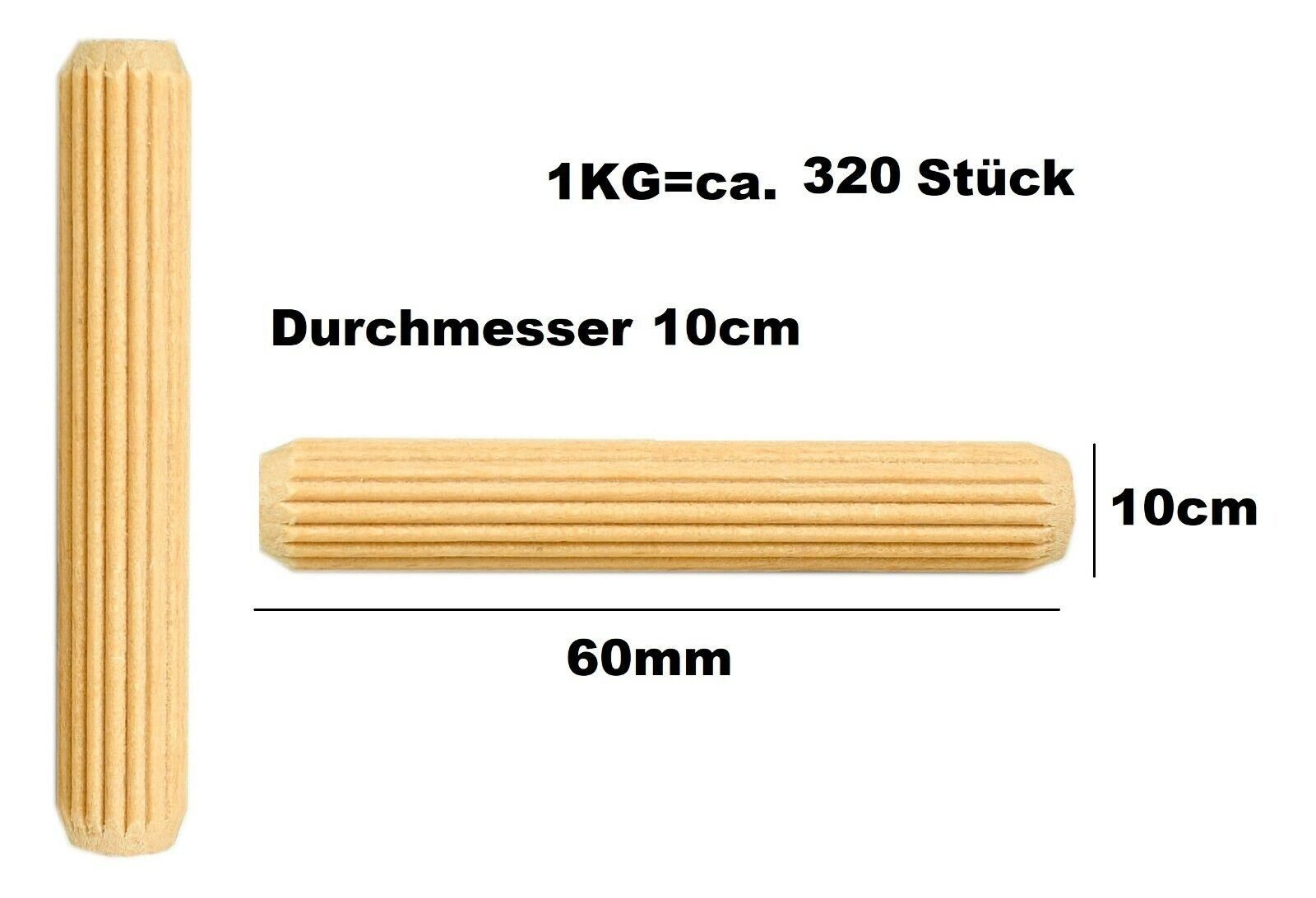 Holzdübel Riffeldübel 80]mm Prima-Online Holzdübel Holzstifte [40, Buche 1kg Ø10x 50, 60,