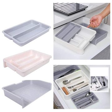MDHAND Besteckkasten erweiterbarer Utensilienhalter für Schublade (1 St), Besteckeinsätze aus Kunststoff für Löffel, Gabeln, Messer, Grau
